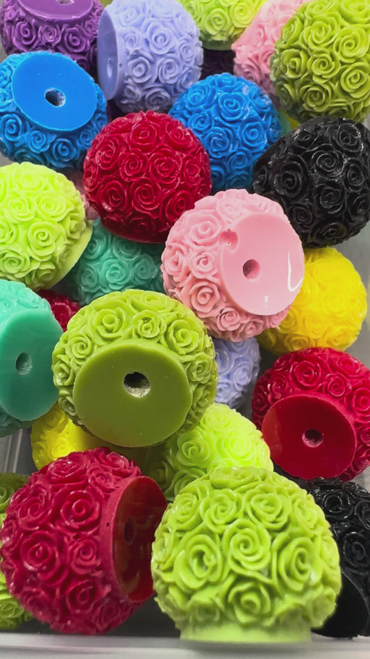 Roses carved multi color wheel beads/ spacers/ jewelry Bead/ beadable pen beads/ keychain bead/bead/17mm beads/abacus/ silicone / engraved silicone beads