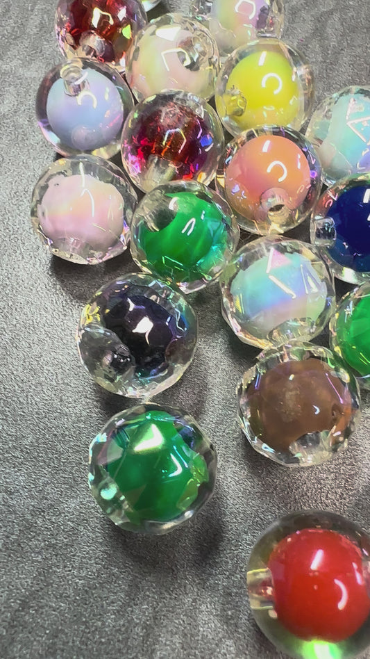 Double faceted beads/Ten (10) beads / jewelry Beads/ beadable pen/ keychain bead/ acrylic/ 16mm