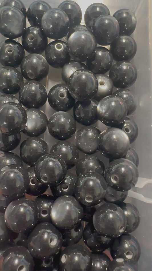 Black Cat Eye Beads – 10mm sold in sets of 10,25,or 50