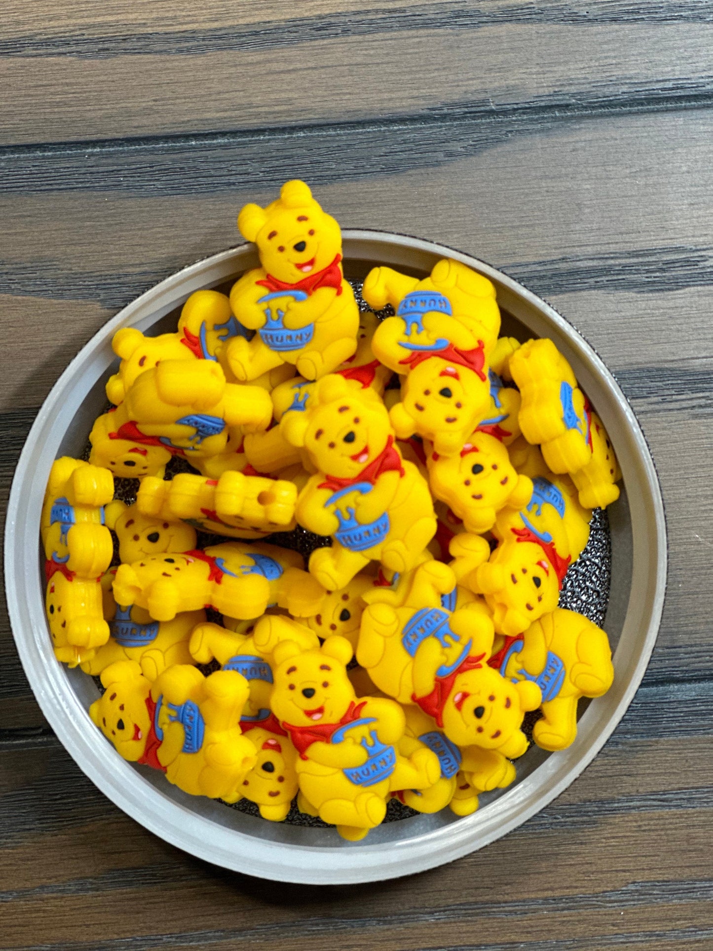 Bear/ Focal Bead/ beadable pen/ Silicone  bead/ keychain bead/ yellow