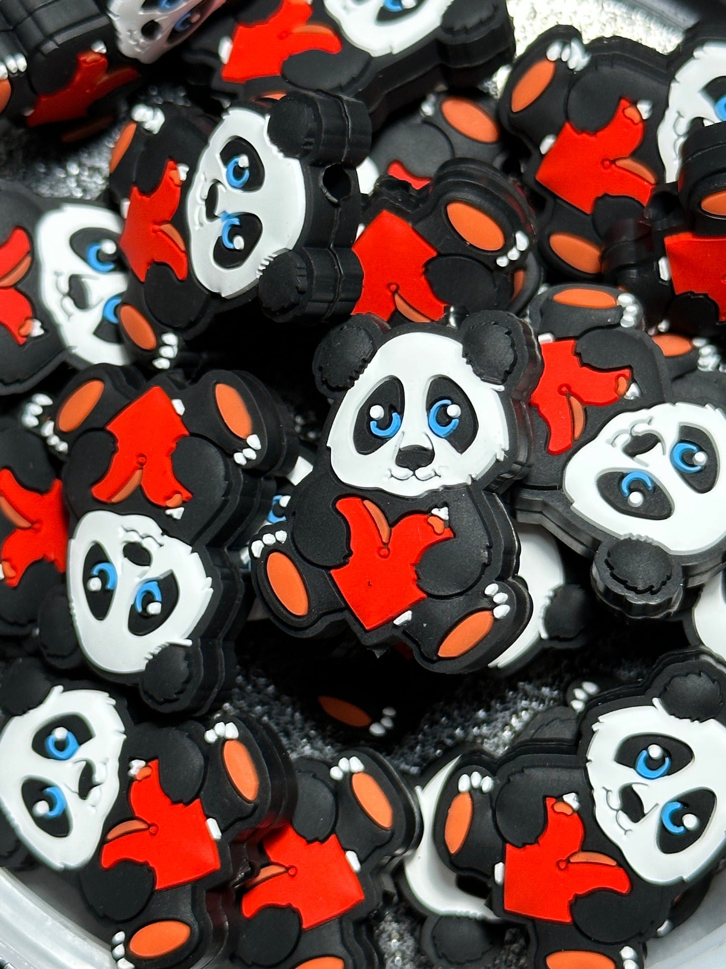 Panda bear/ Focal Bead/ beadable pen/ Silicone  bead/ keychain bead/ heart / bear