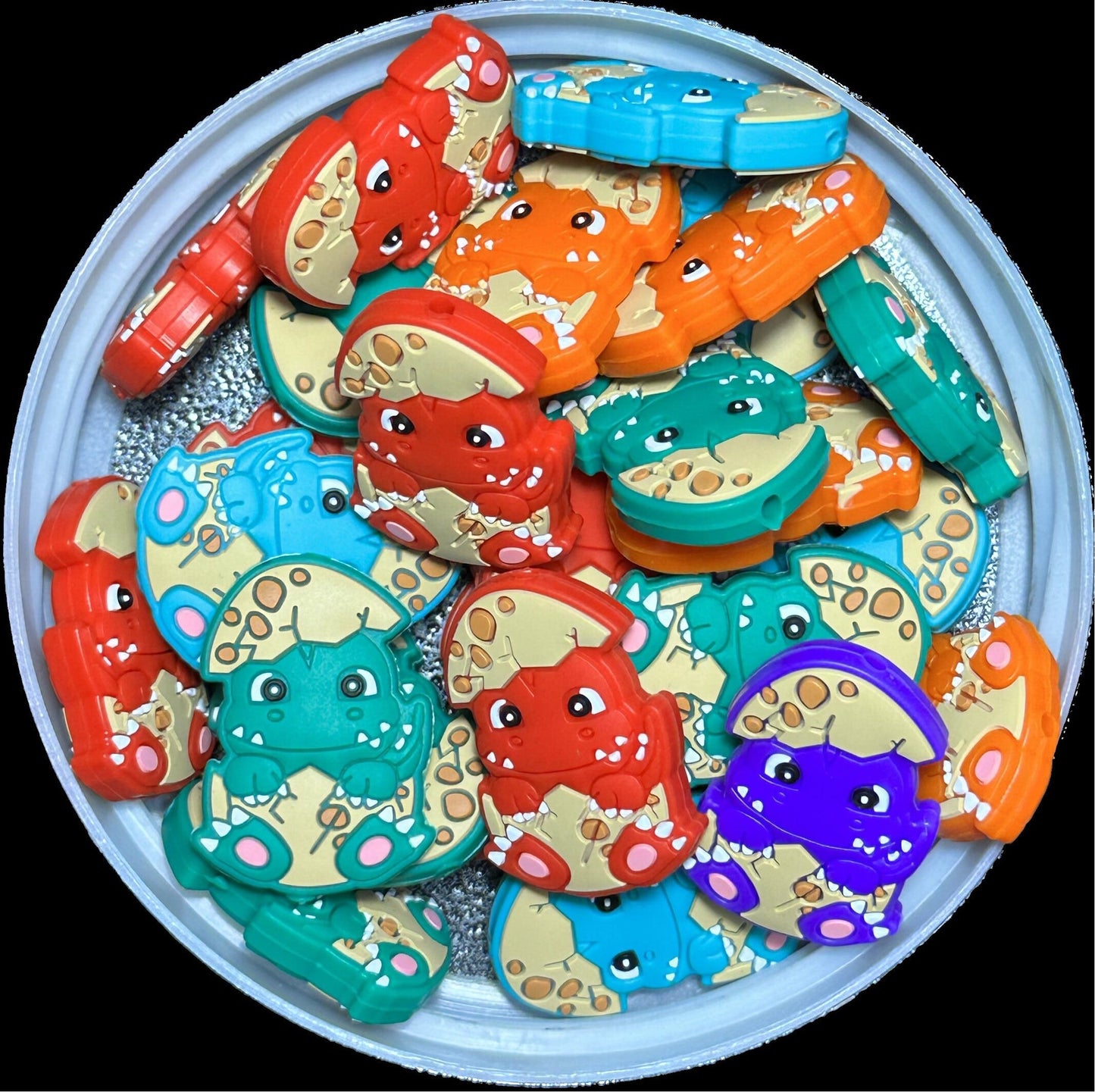 Hatching Dinosaurs/ Focal Bead/ beadable pen/ Silicone  bead/ keychain bead/ baby/ dinos