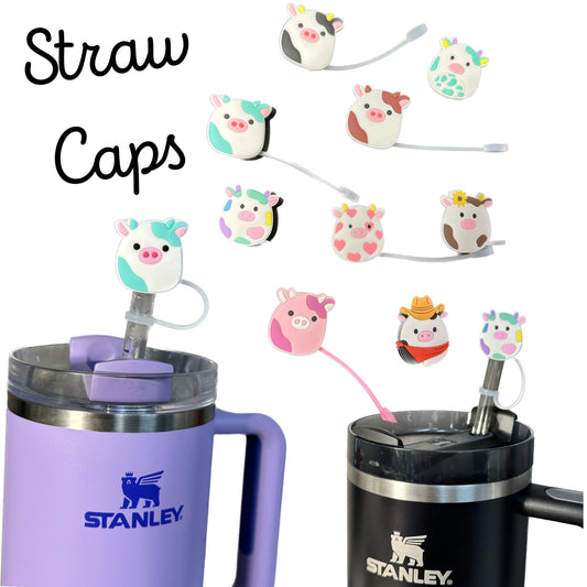 Straw Cap Cover/ Reusable/ Tumbler/ Stan Cup Accessories/ Charm/ cows/ Cow