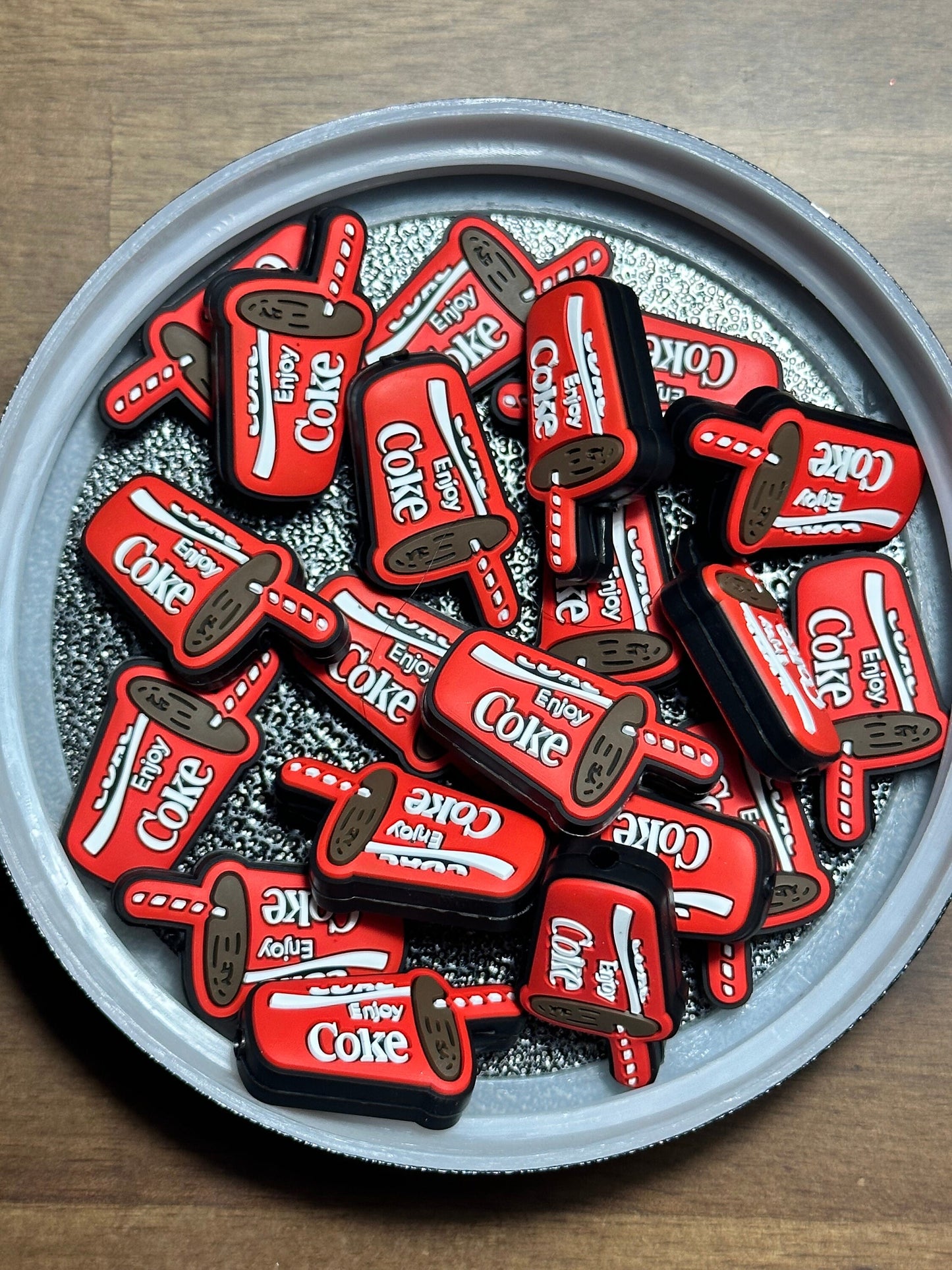 Soda/Focal Bead/ beadable pen/ Silicone  bead/ keychain bead/ drink/ red label/