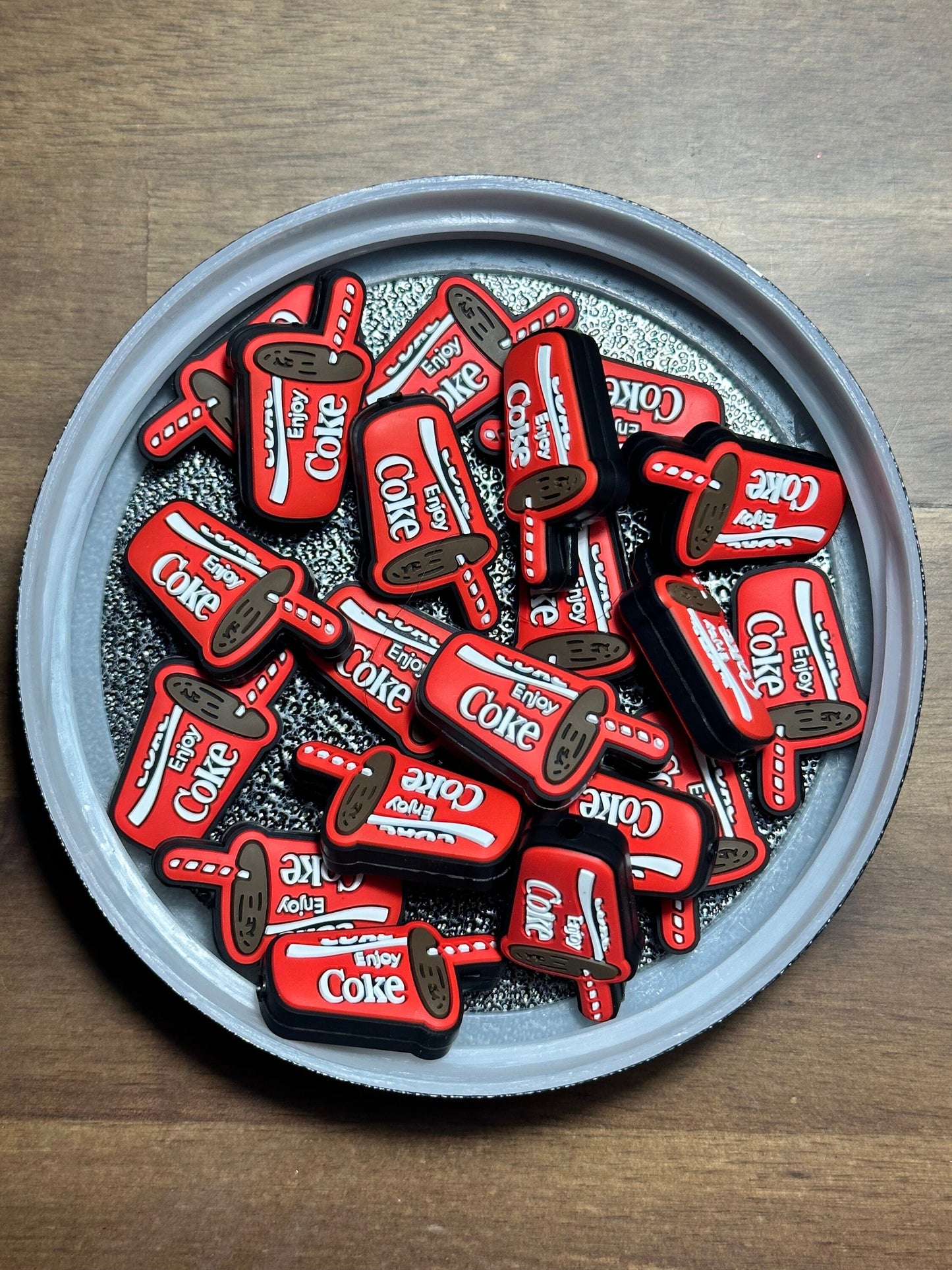 Soda/Focal Bead/ beadable pen/ Silicone  bead/ keychain bead/ drink/ red label/