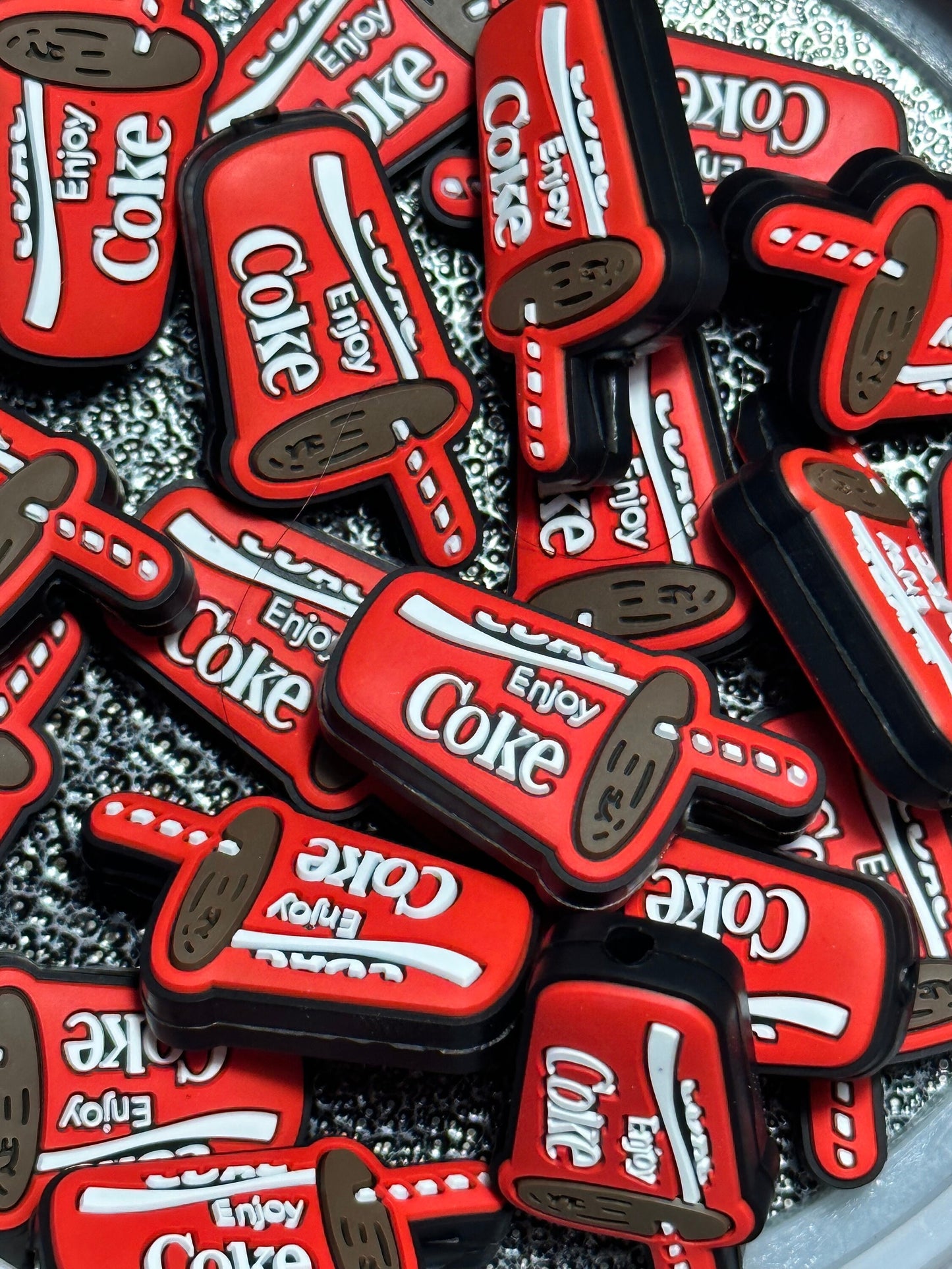 Soda/Focal Bead/ beadable pen/ Silicone  bead/ keychain bead/ drink/ red label/