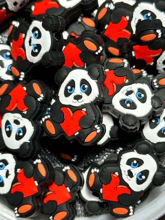 Panda bear/ Focal Bead/ beadable pen/ Silicone  bead/ keychain bead/ heart / bear