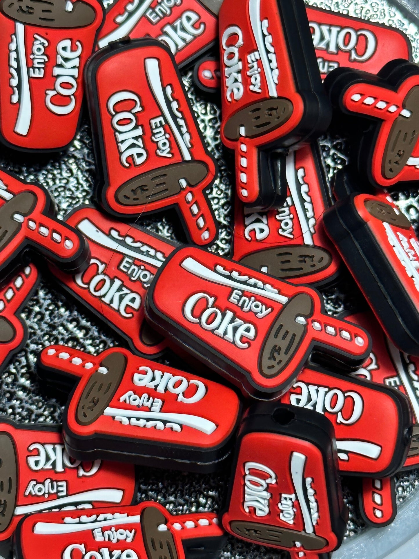 Soda/Focal Bead/ beadable pen/ Silicone  bead/ keychain bead/ drink/ red label/