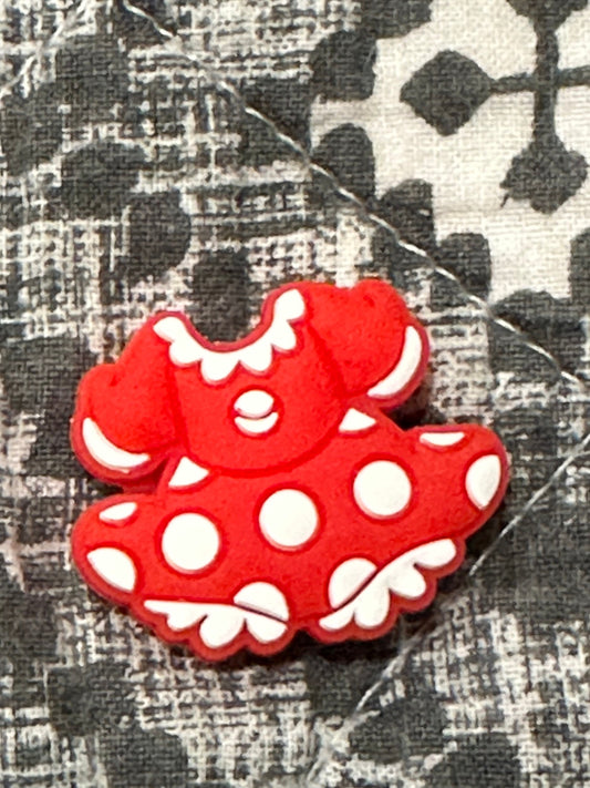 Favorite/Focal Bead/ beadable pen/ Silicone  bead/ keychain beads/ red dress with dots and head