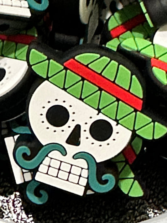 Mexican skull/ Focal Bead/ beadable pen/ Silicone  bead/ keychain/sombrero skull