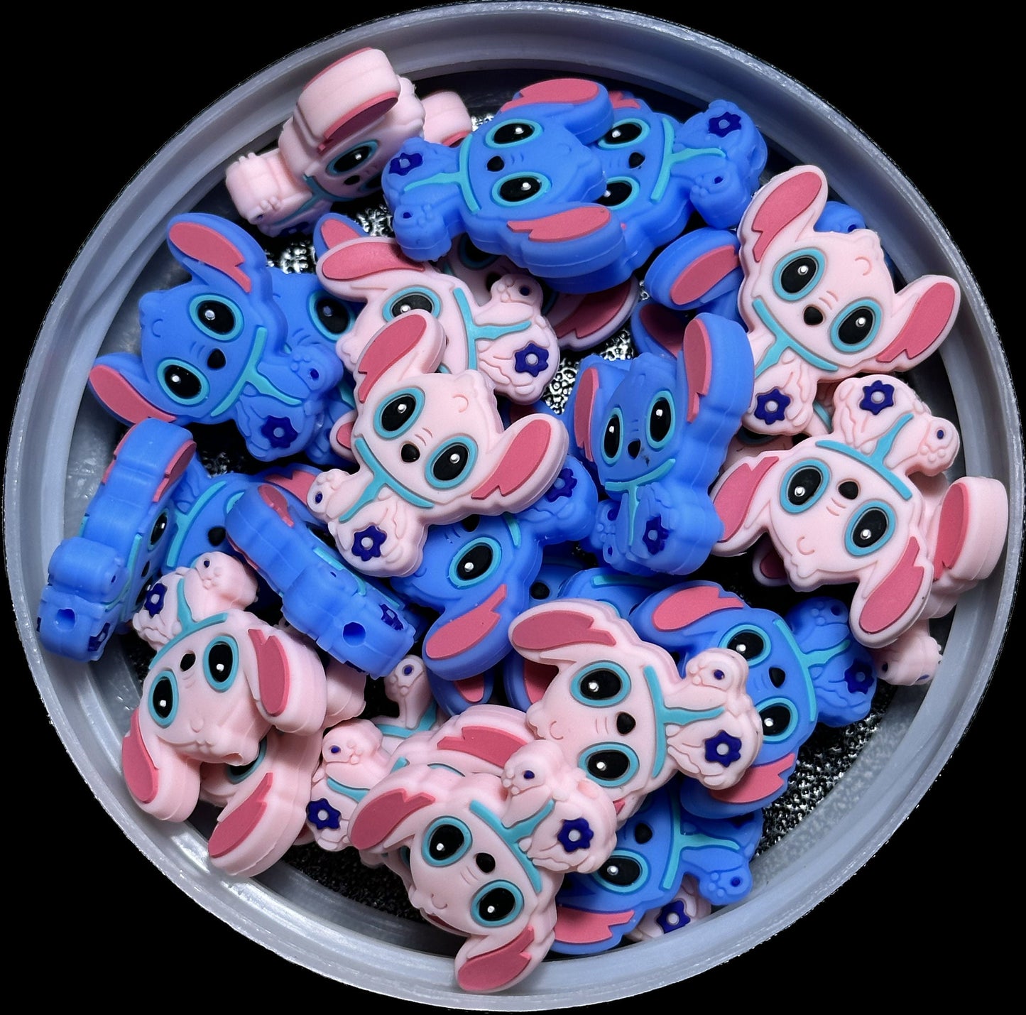 Blue guy / Focal Bead/ beadable pen/ Silicone  bead/ keychain bead/ pink girl