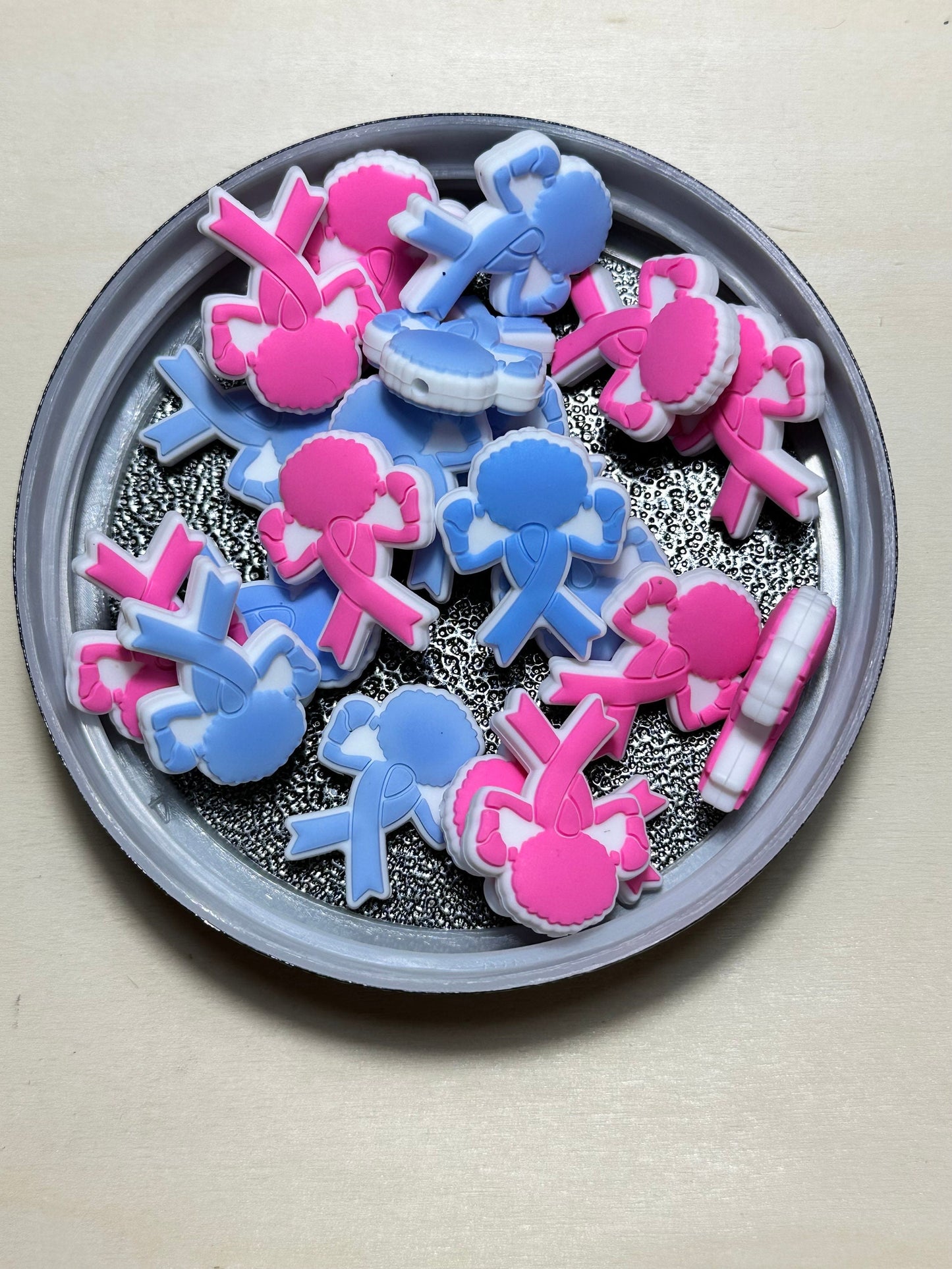 Beat Cancer /  Focal Bead/ beadable pen/ Silicone  bead/ keychain bead/ Pink ribbon/ breast cancer for men/ blue ribbon/ survivor