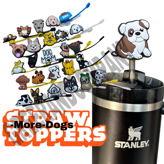 Straw Cap Cover/ Reusable/ Tumbler/ Stan Cup Accessories/ Pomeranian/ Great Dane/ English Bulldog/ Pitbull/Corgi/ Husky/ Chihuahua