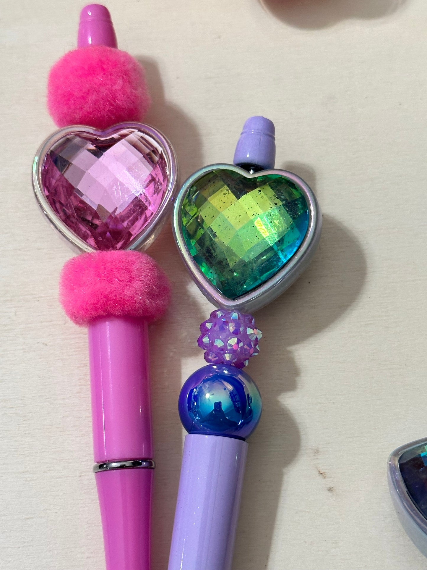 Large faceted Heart Gem Bead/ beadable pen/ keychain bead/ rear view mirror bead / light catching bead