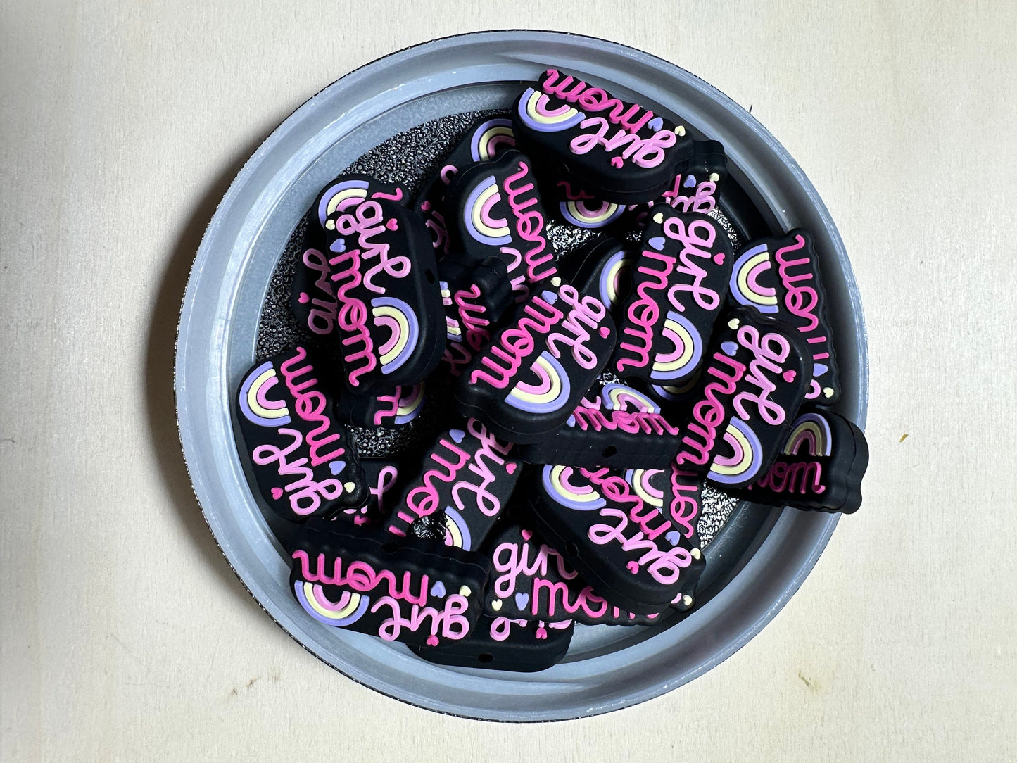 Girl mom/Focal Bead/ beadable pen/ Silicone  bead/ keychain beads/ rainbow/ mama