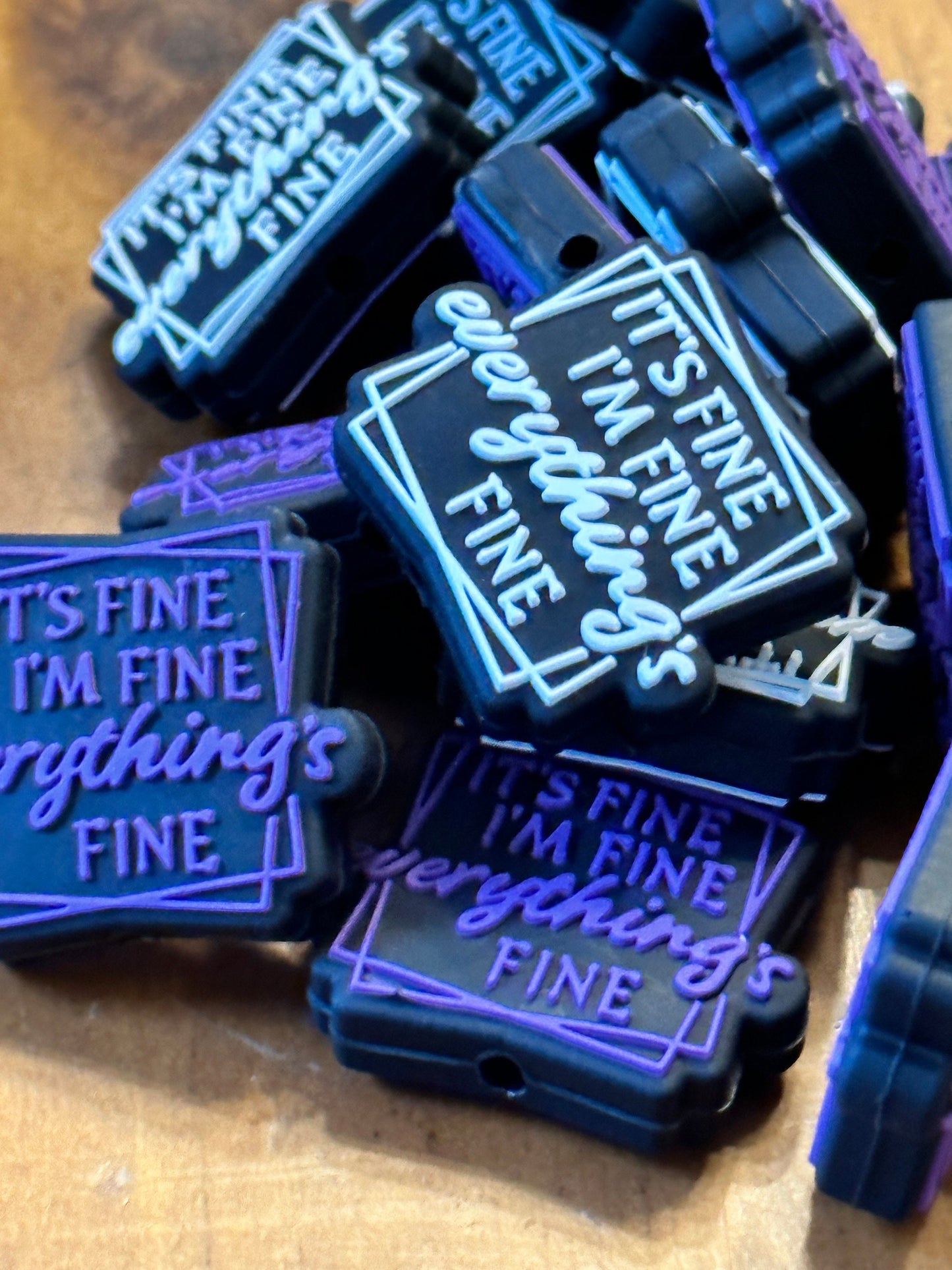 I’m fine/ Uplifting words/ Focal Bead/ beadable pen/ Silicone  bead/ keychain bead/