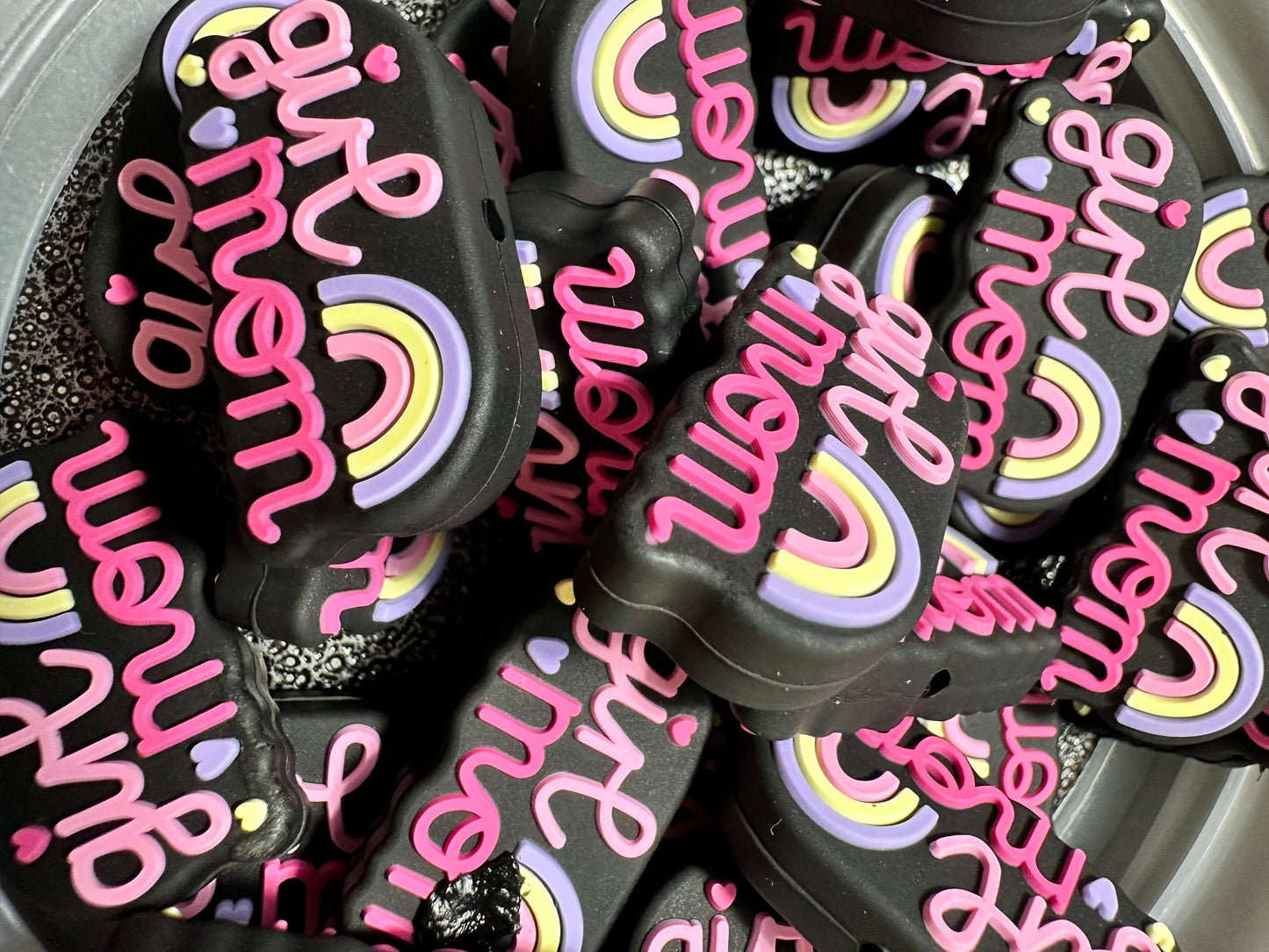 Girl mom/Focal Bead/ beadable pen/ Silicone  bead/ keychain beads/ rainbow/ mama