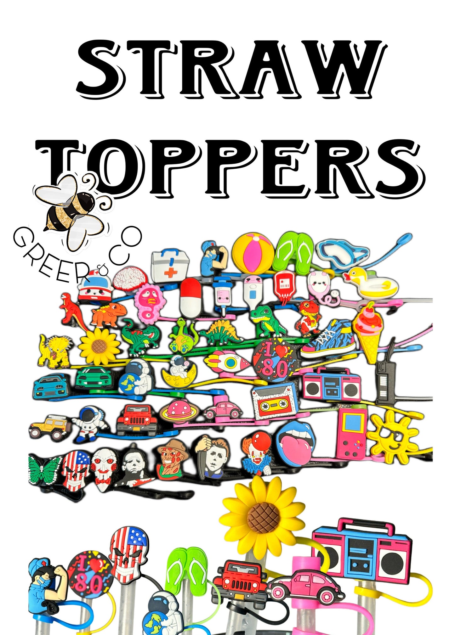 Straw Cap Cover/ Reusable/ Tumbler Cup Accessories/ Straw Tip/ assorted designs to choose from!