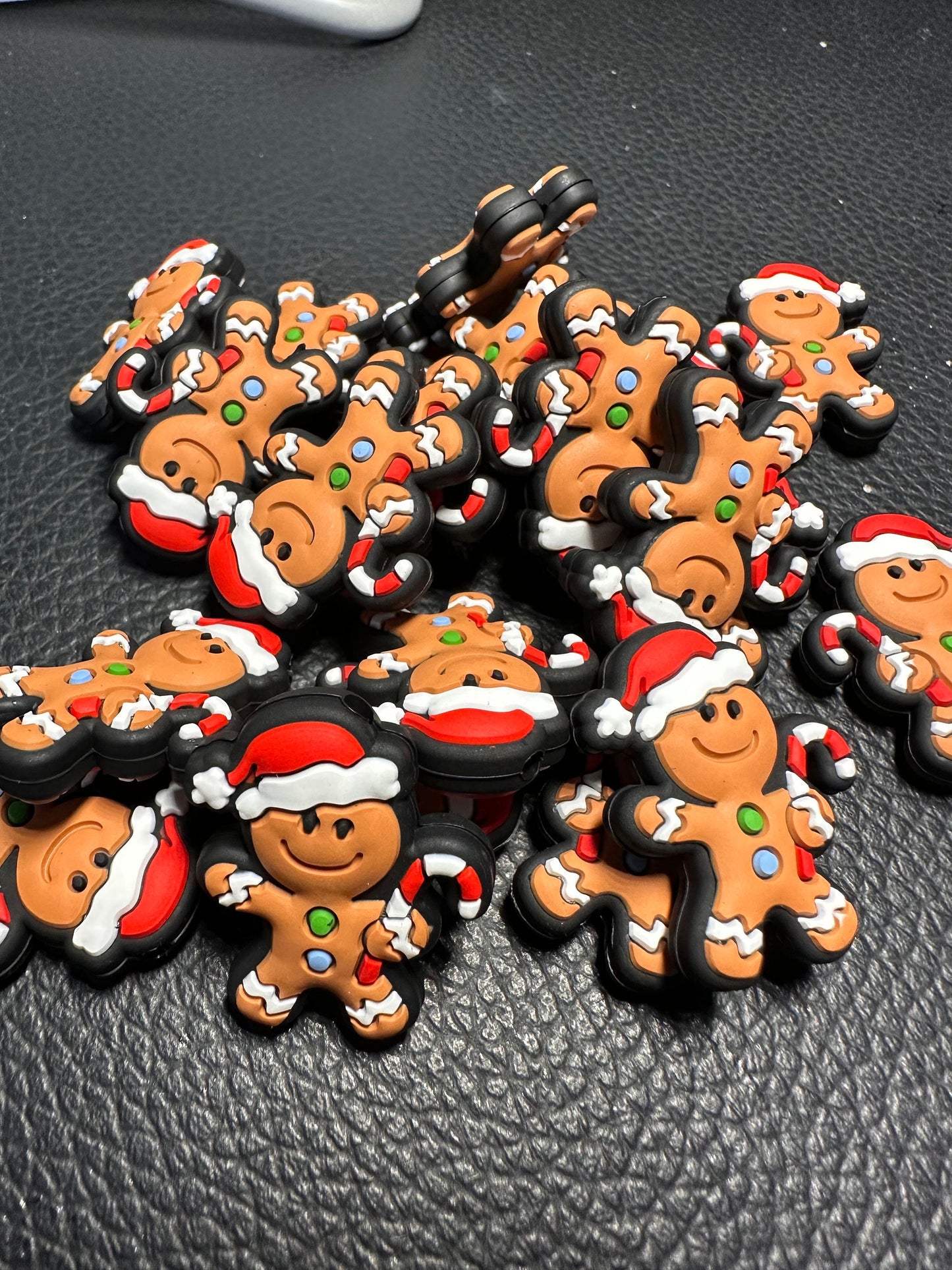 Gingerbread man/ Focal Bead/ beadable pen/ Silicone  bead/ keychain bead/ cookie man / Christmas