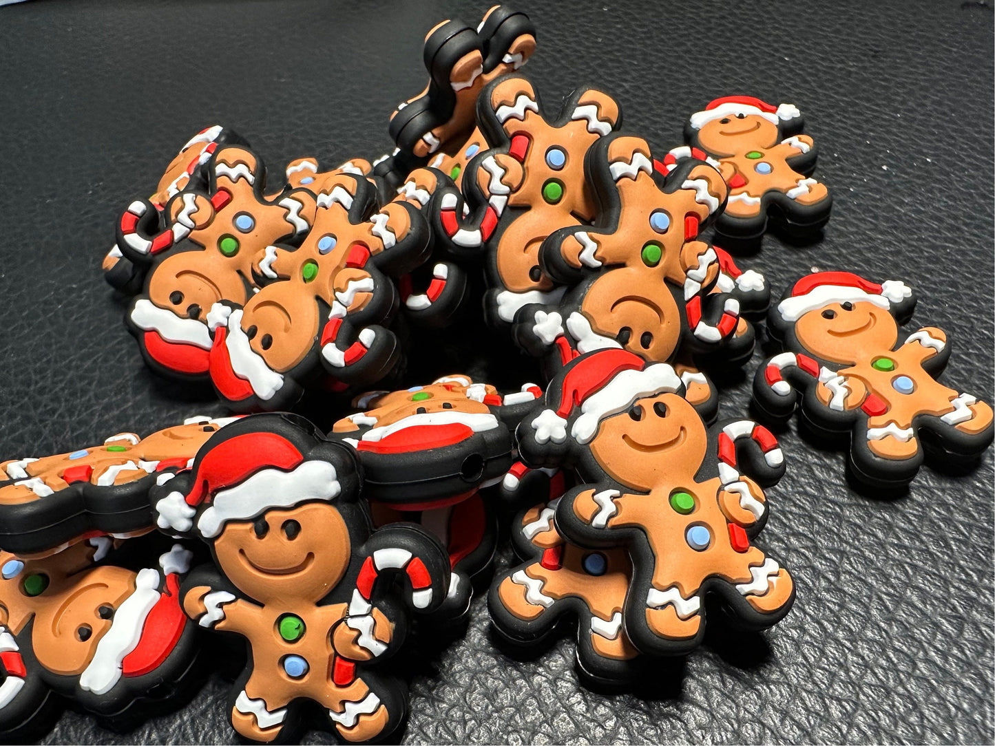 Gingerbread man/ Focal Bead/ beadable pen/ Silicone  bead/ keychain bead/ cookie man / Christmas