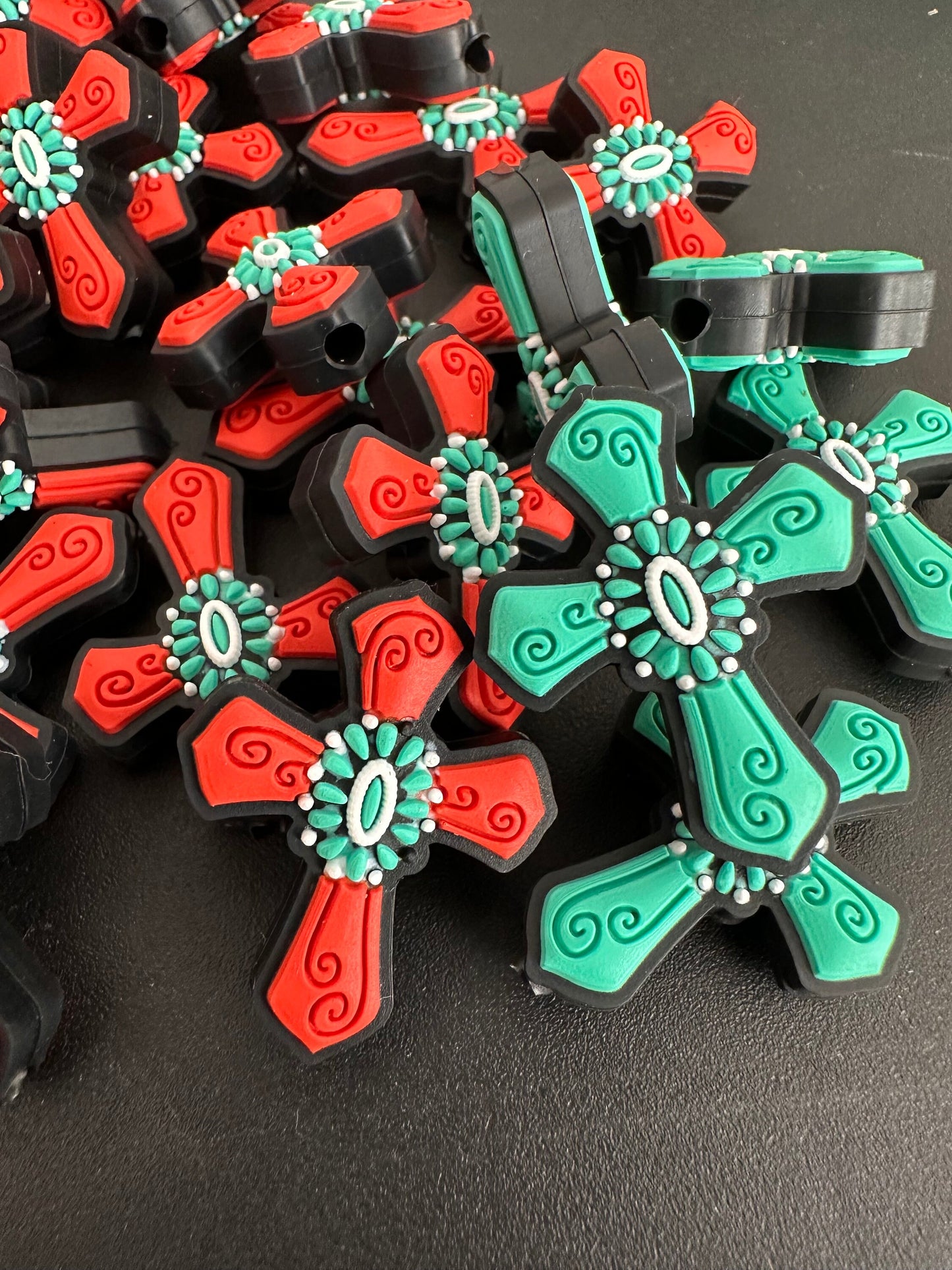 Cross Focal Bead/ Western Style/ Silicone bead/ keychain bead/ Aztec/ Western