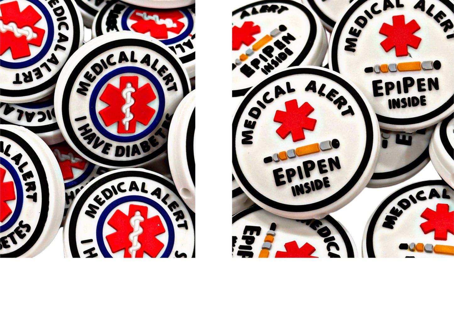 Medical Alert/Focal Bead/ beadable pen/ Silicone  bead/ keychain beads/ EpiPen / Diabetic