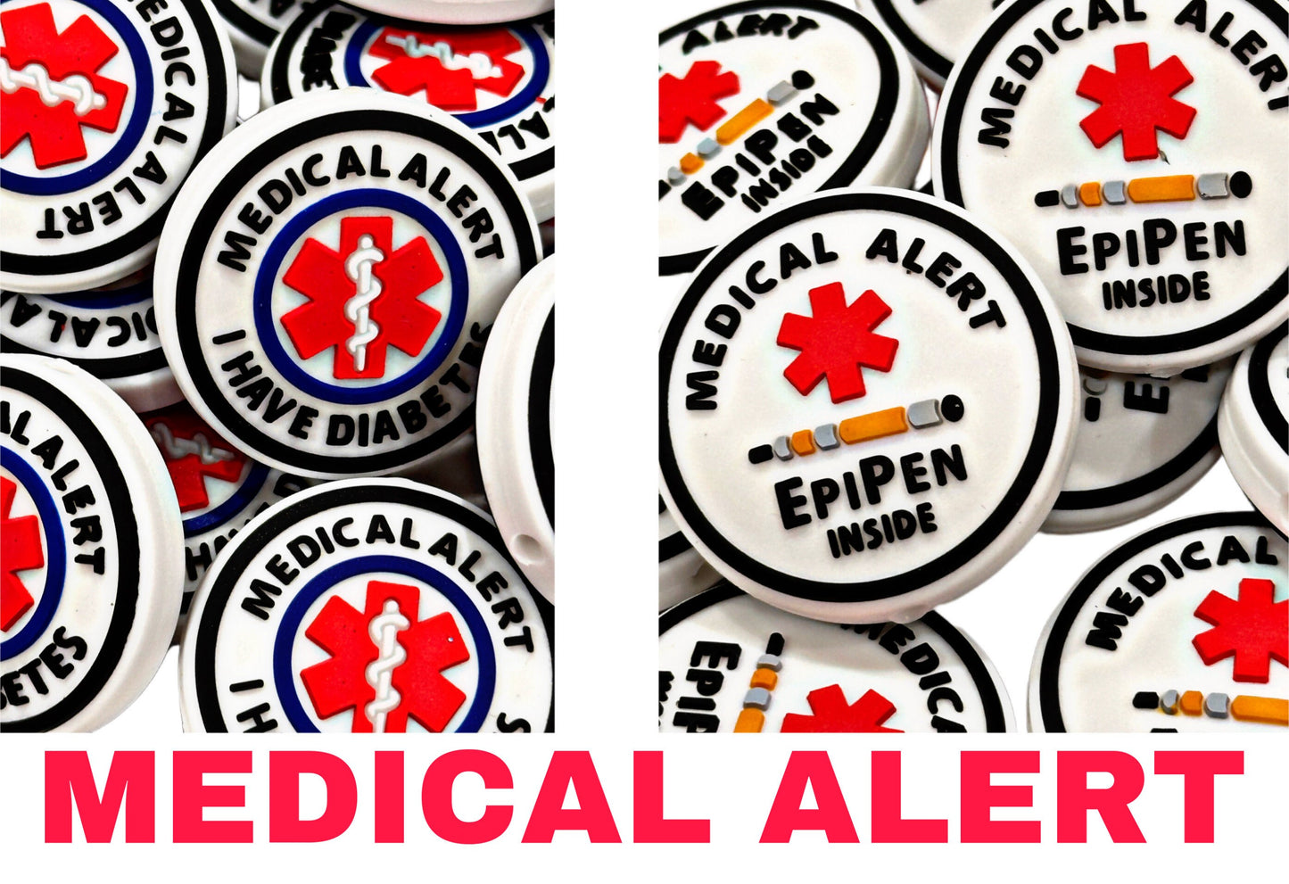 Medical Alert/Focal Bead/ beadable pen/ Silicone  bead/ keychain beads/ EpiPen / Diabetic