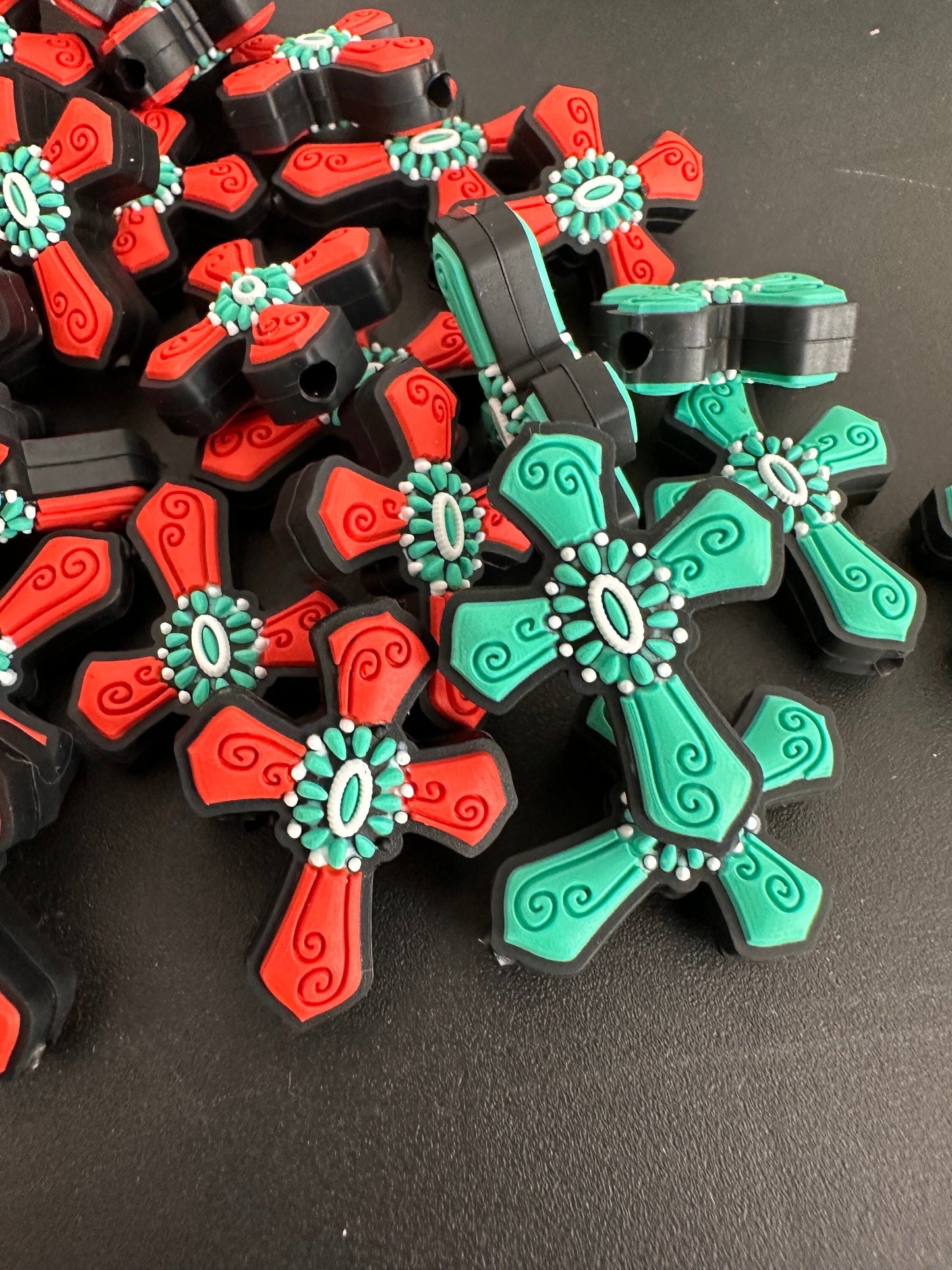 Cross Focal Bead/ Western Style/ Silicone bead/ keychain bead/ Aztec/ Western