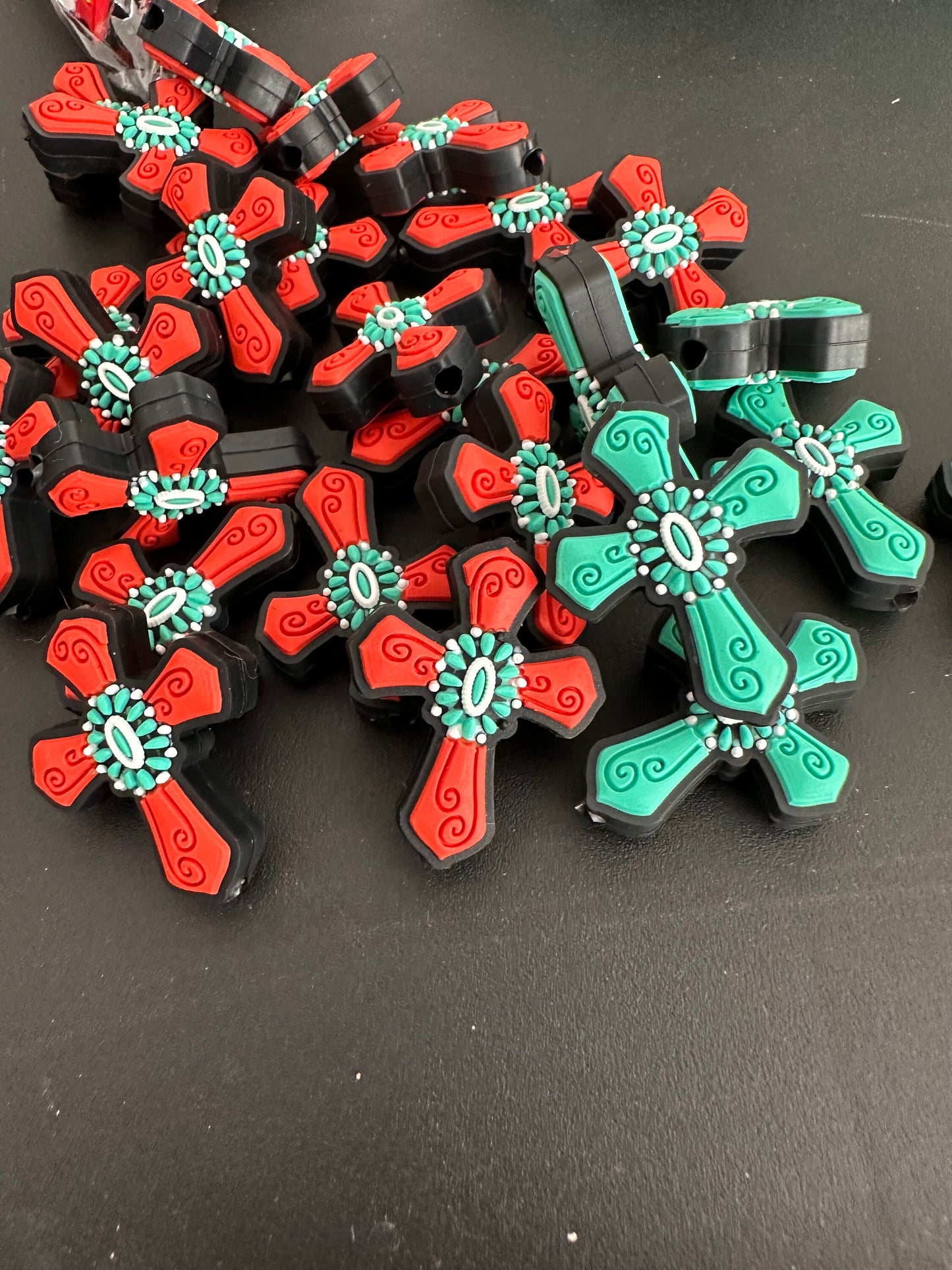 Cross Focal Bead/ Western Style/ Silicone bead/ keychain bead/ Aztec/ Western