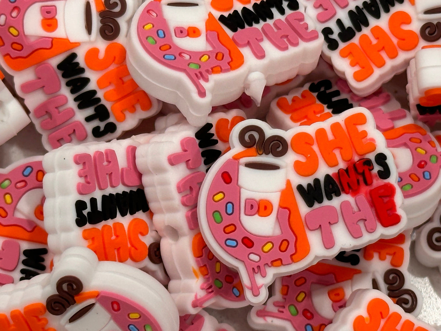 Coffee Donut focal beads / Focal Bead/ beadable pen/ Silicone  bead/ keychain bead/ DIY/ Donuts