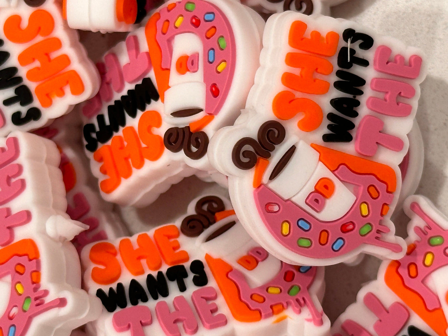 Coffee Donut focal beads / Focal Bead/ beadable pen/ Silicone  bead/ keychain bead/ DIY/ Donuts