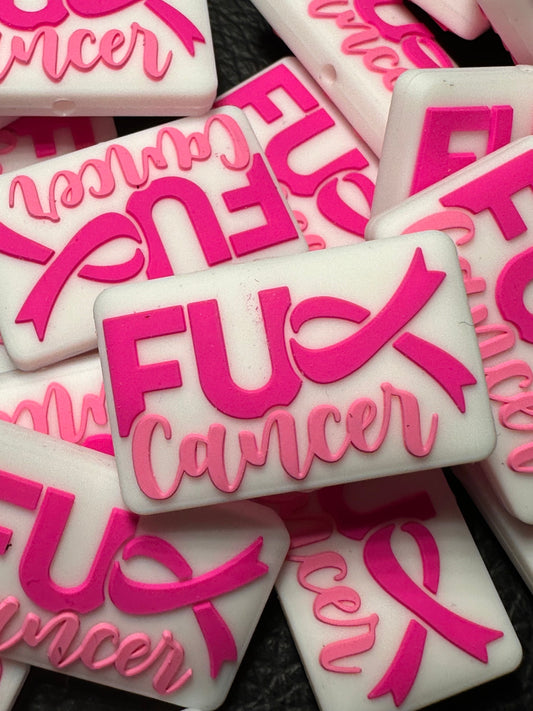 Cancer FU /  Focal Bead/ beadable pen/ Silicone  bead/ keychain bead/ Pink ribbon/ breast cancer