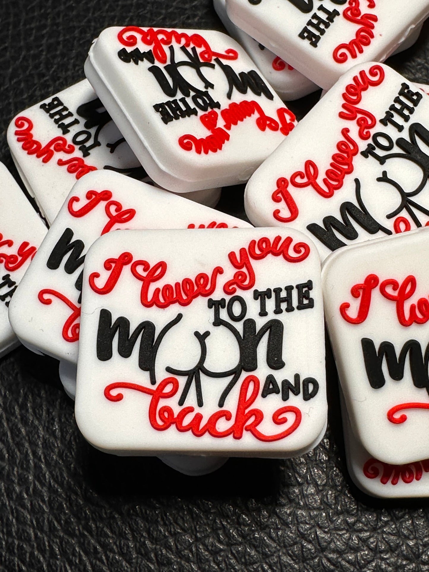 Love you to the moon focal bead/ beadable pen/ Silicone bead/ keychain bead/Valentines Day / DIY/ cheeky