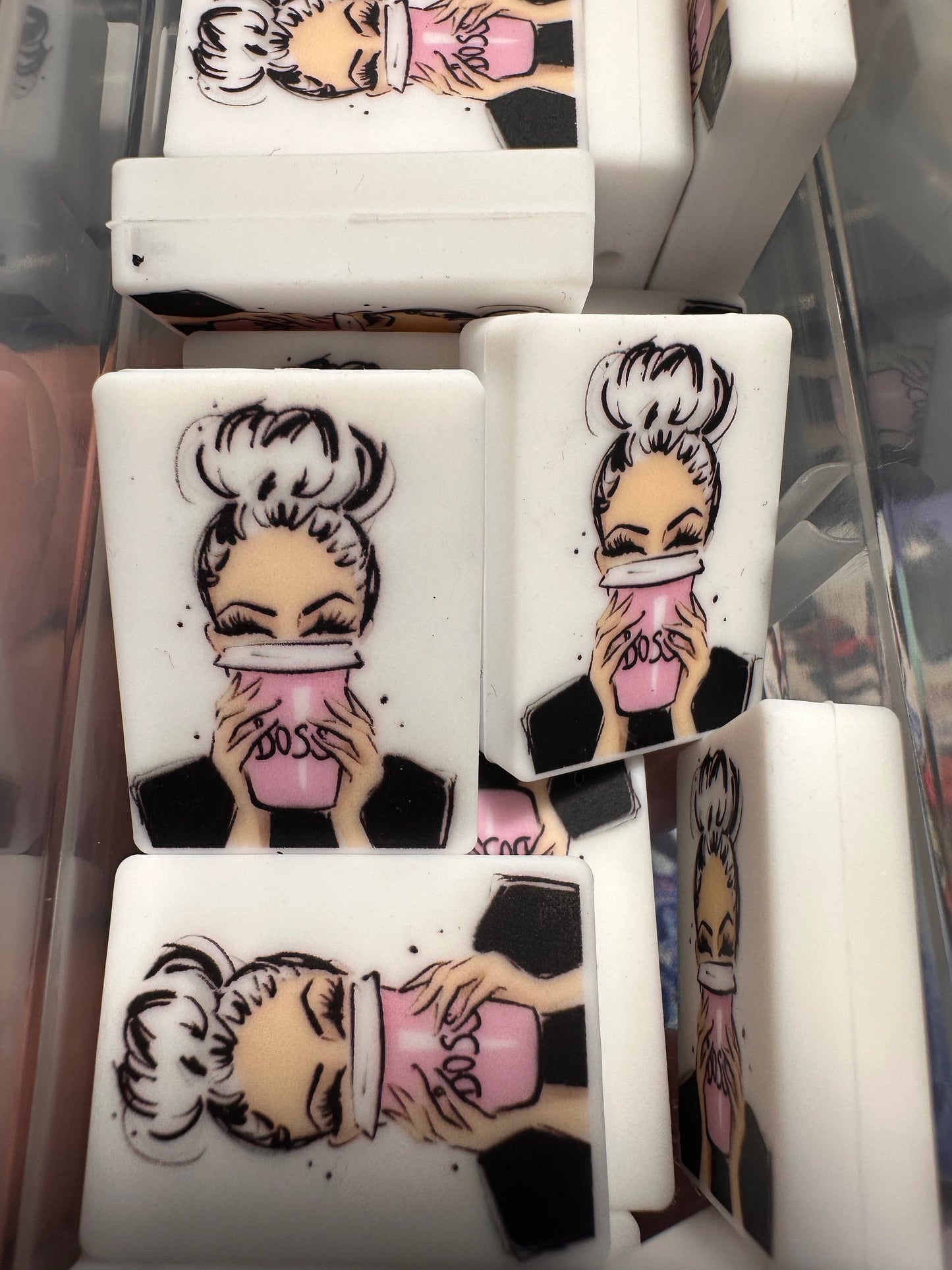 Girl Boss Focal Beads/ beadable pen/ Silicone bead/ keychain bead/perfect for keychains bracelets pens and crafts / DIY/ Boss/ Coffee