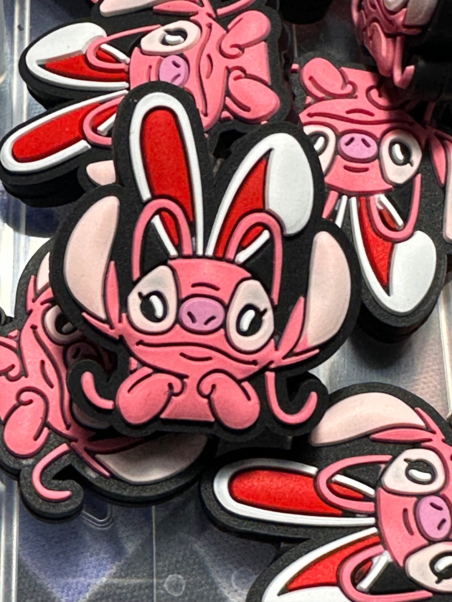 Focal Bead/ beadable pen/ Silicone  bead/ keychain bead / Pink girl