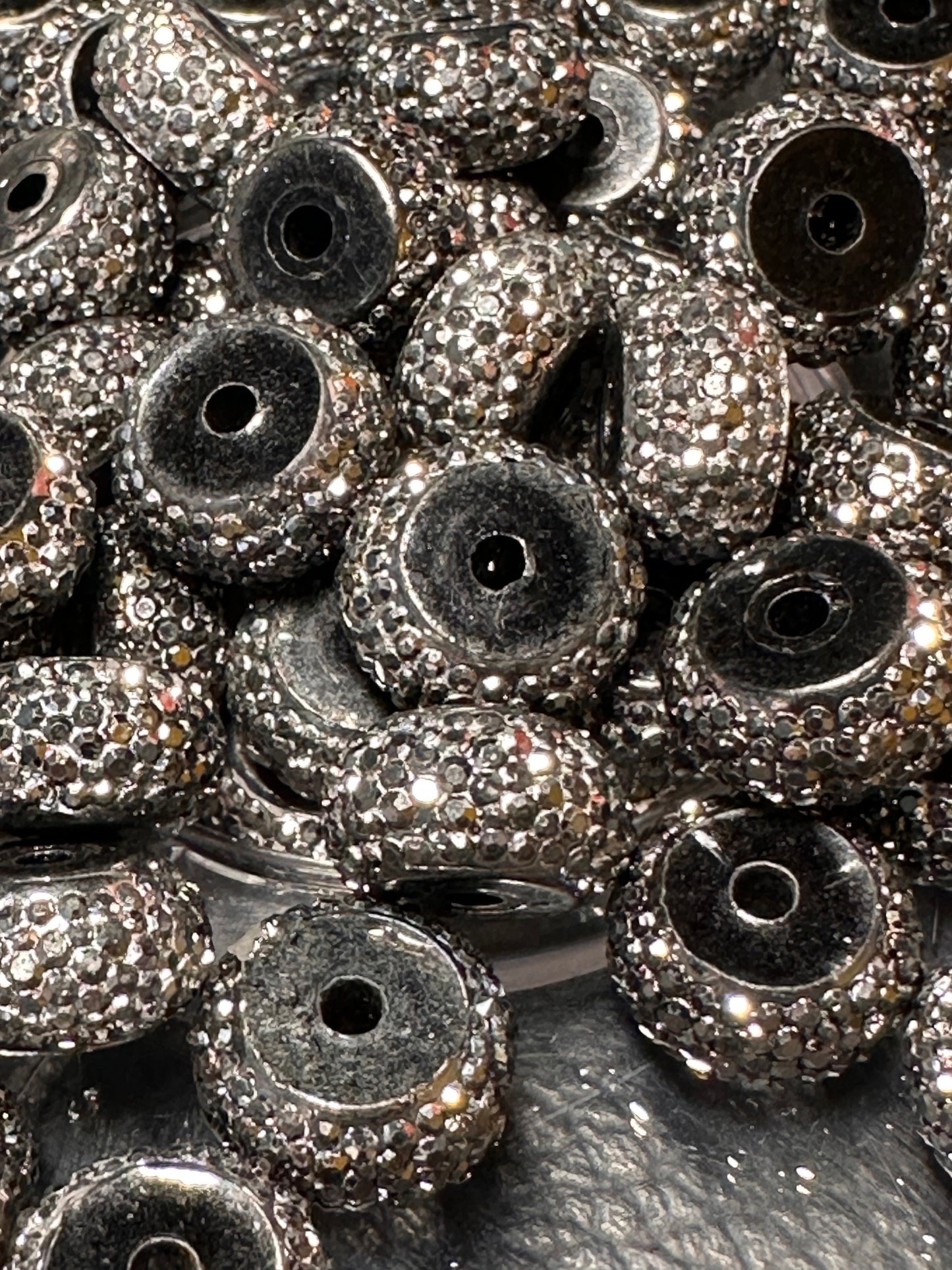 Ten (10) Acrylic black with silver sparkle spacers included/ jewelry Bead/ beadable pen beads/ keychain bead/bead/12mm/