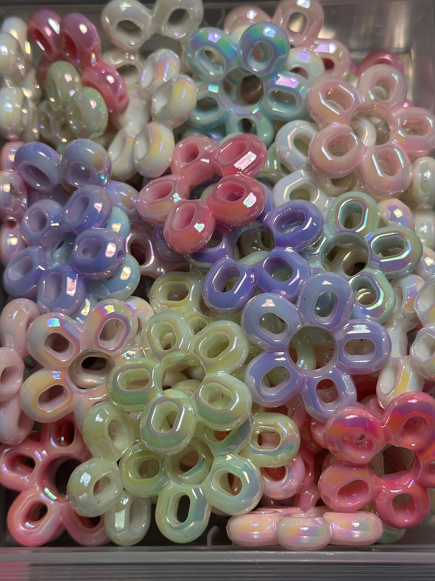 Five (5) Frame flower beads/  Focal Bead/ beadable pen/ Silicone  bead/ keychain bead/ delicate/ Pearl pastels
