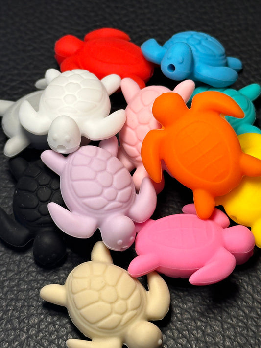 NEW Two turtle (2) Focal Beads/ beadable pen/ Silicone bead/ keychain bead / DIY/ turtle/tropical/ ocean/ beach
