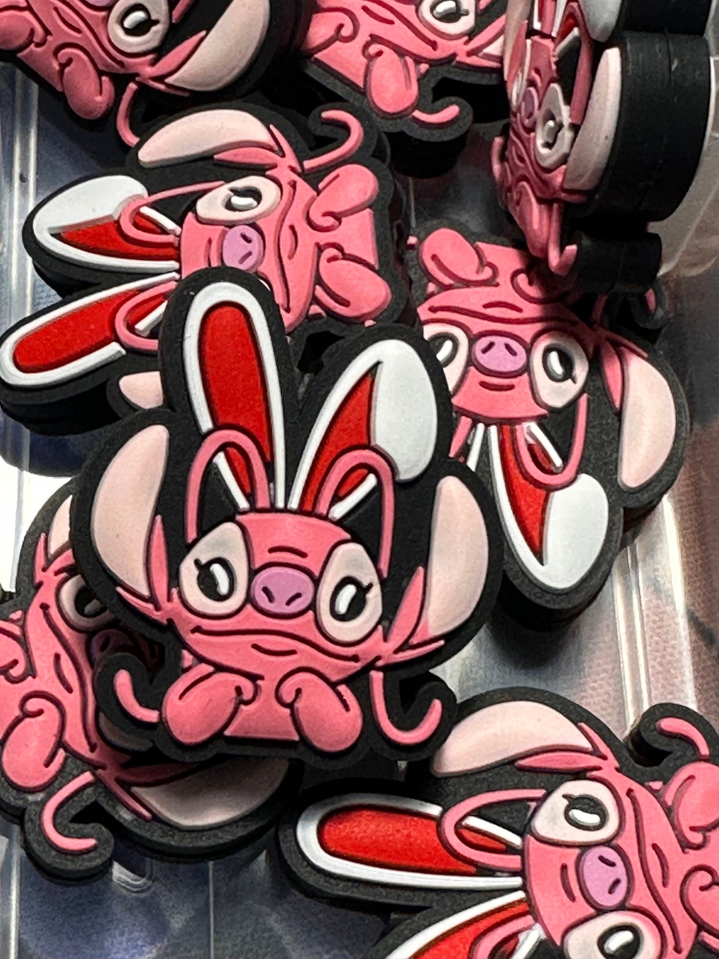 Focal Bead/ beadable pen/ Silicone  bead/ keychain bead / Pink girl