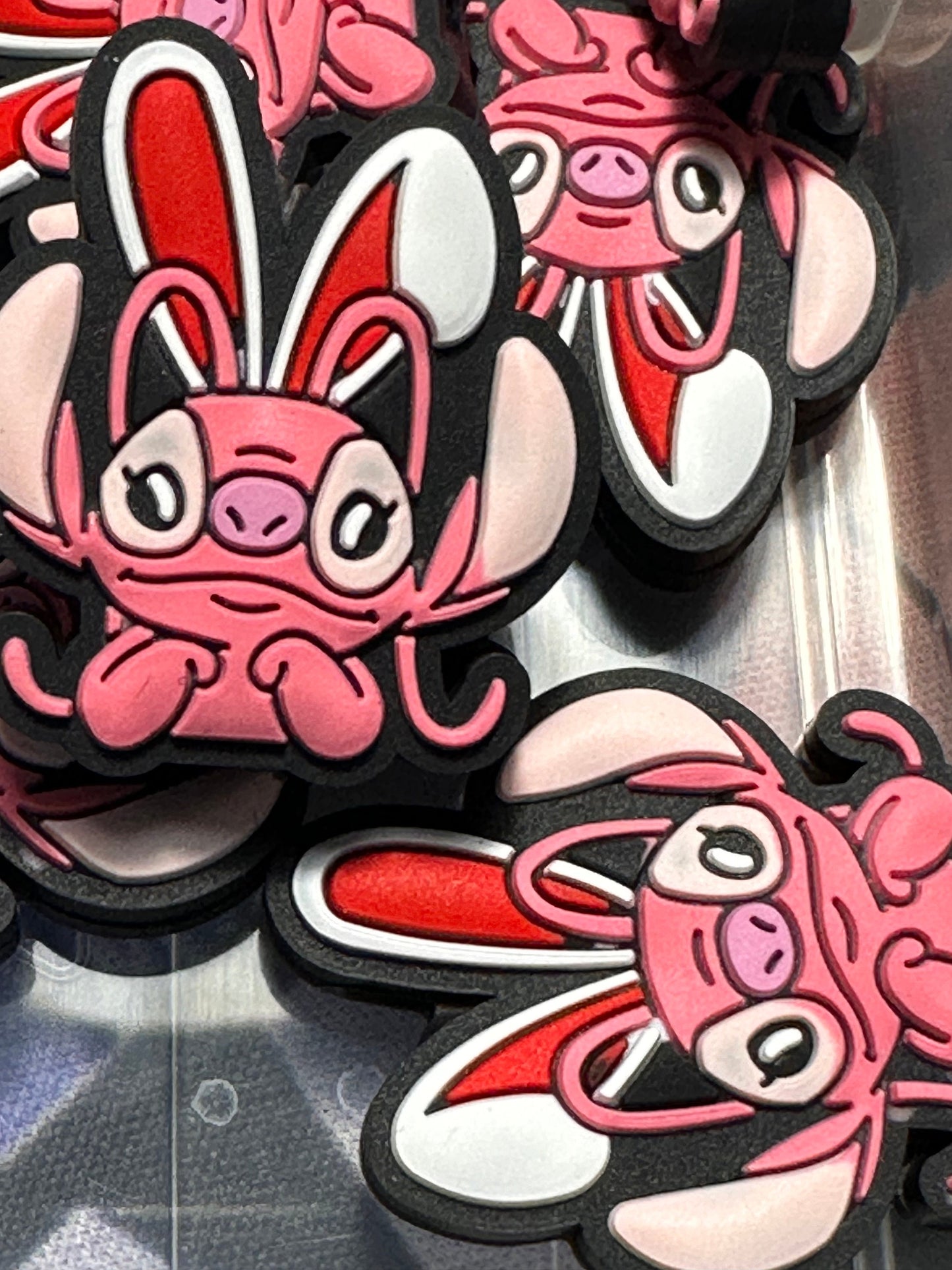 Focal Bead/ beadable pen/ Silicone  bead/ keychain bead / Pink girl