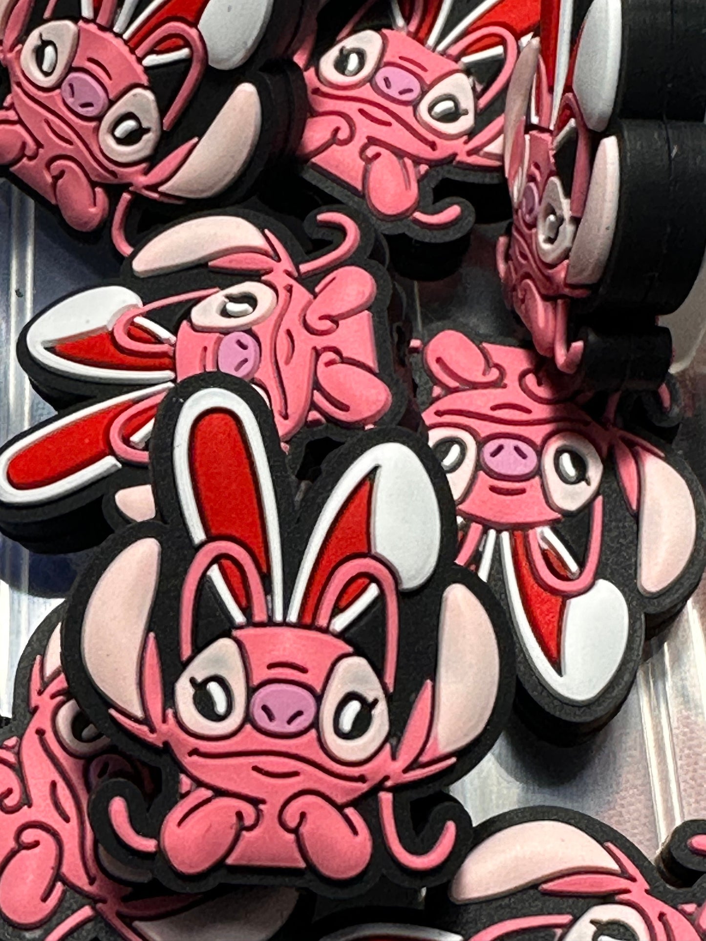 Focal Bead/ beadable pen/ Silicone  bead/ keychain bead / Pink girl