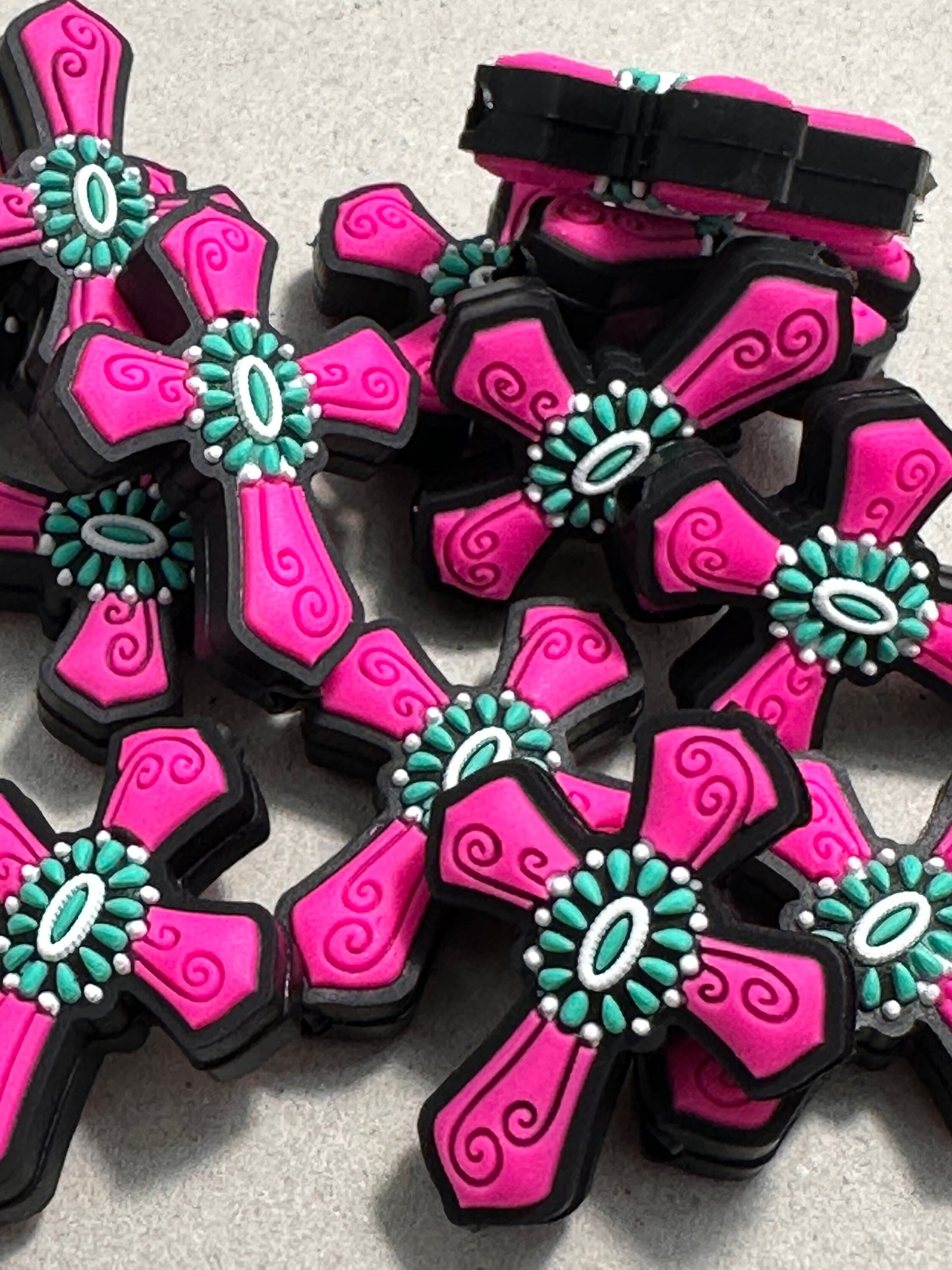 Cross Focal Bead/ Western Style/ Silicone bead/ keychain bead/ Aztec/ Western