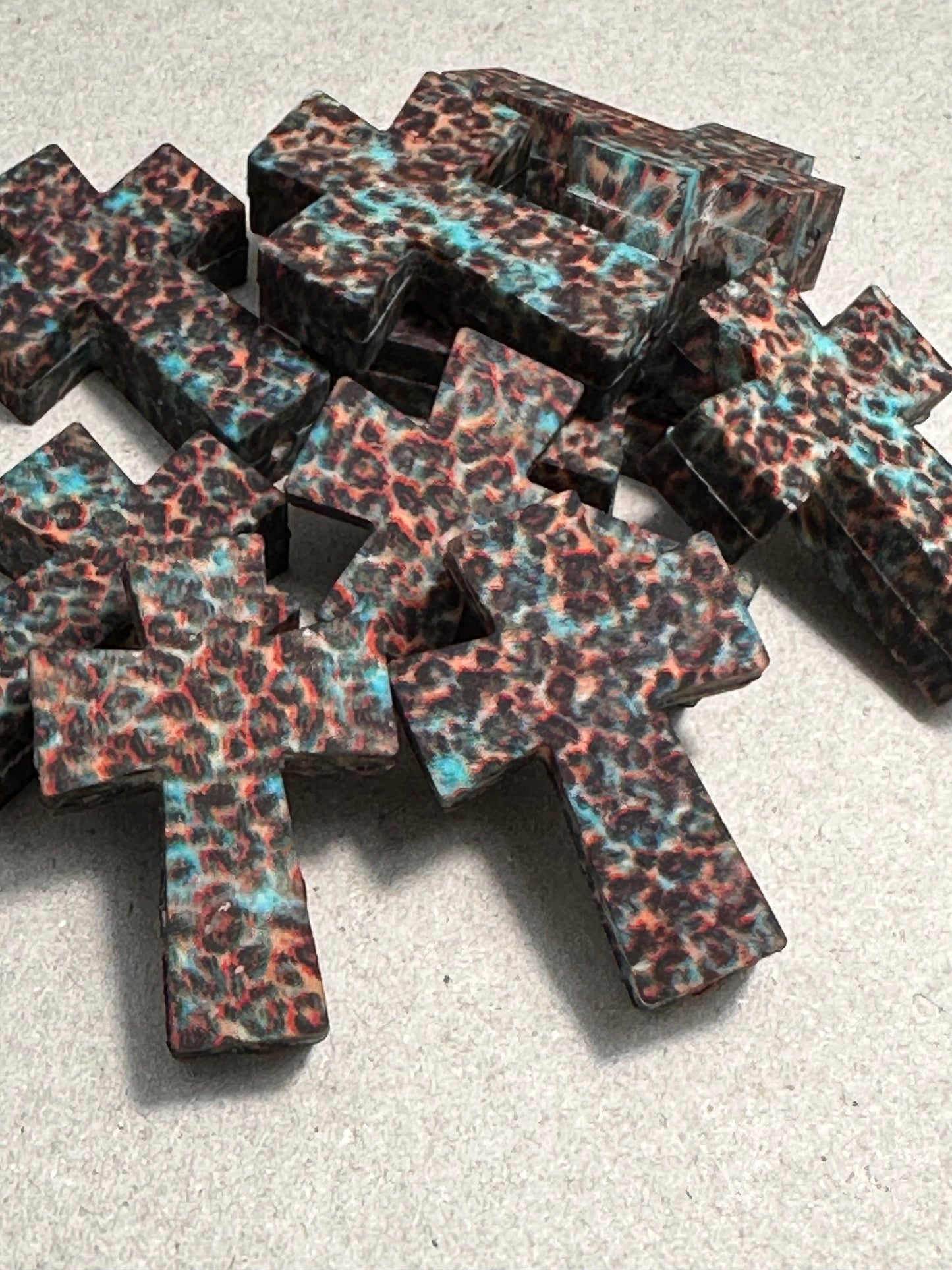 Cross Focal Bead/ Silicone bead/ keychain bead/ Pantina leopard print cross beads