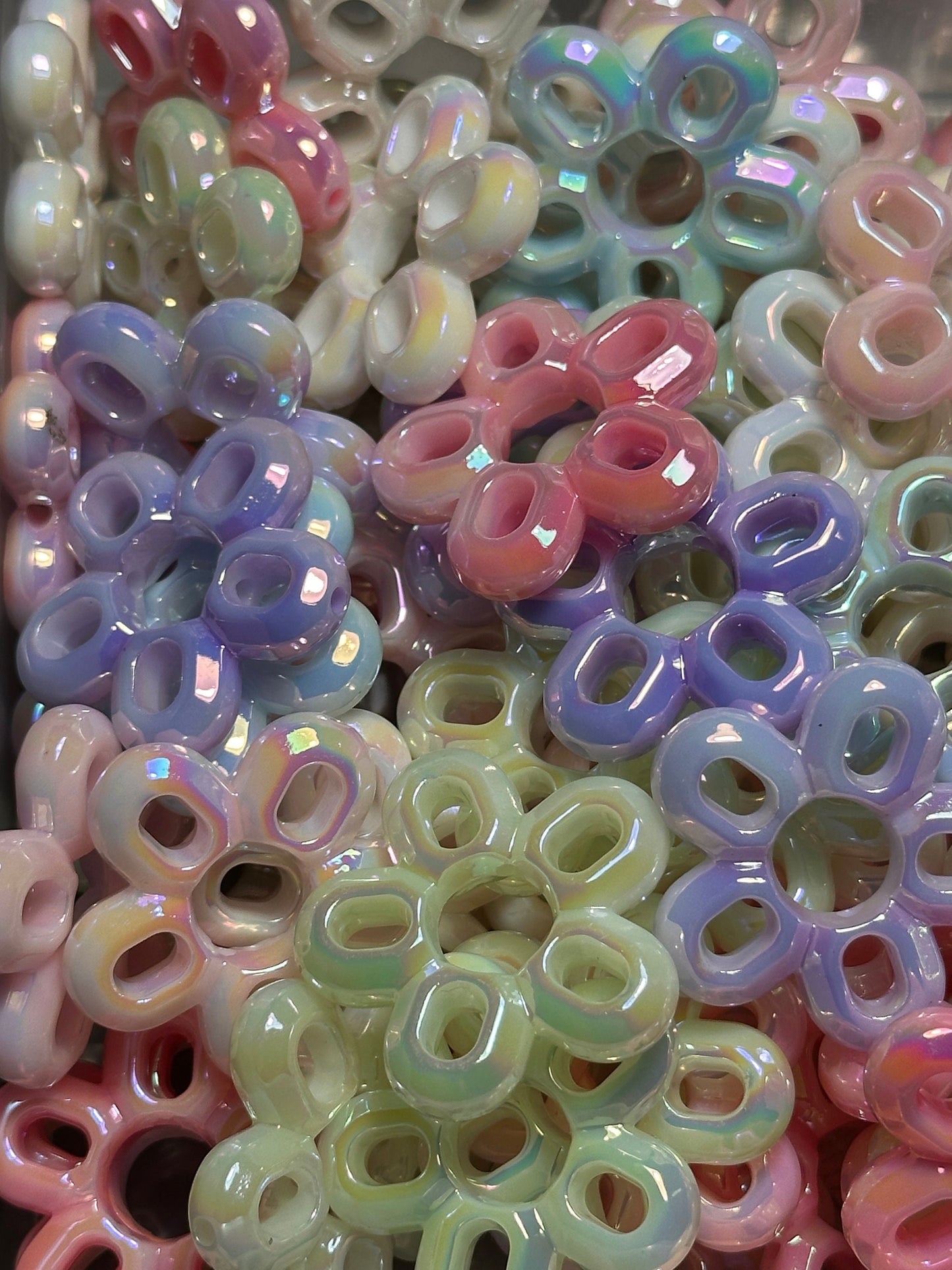 Five (5) Frame flower beads/  Focal Bead/ beadable pen/ Silicone  bead/ keychain bead/ delicate/ Pearl pastels