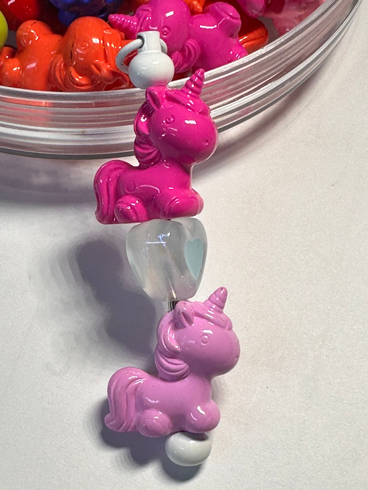 Five (5) acrylic assorted color unicorn beads included/ jewelry Bead/ beadable pen beads/ keychain bead/ DIY