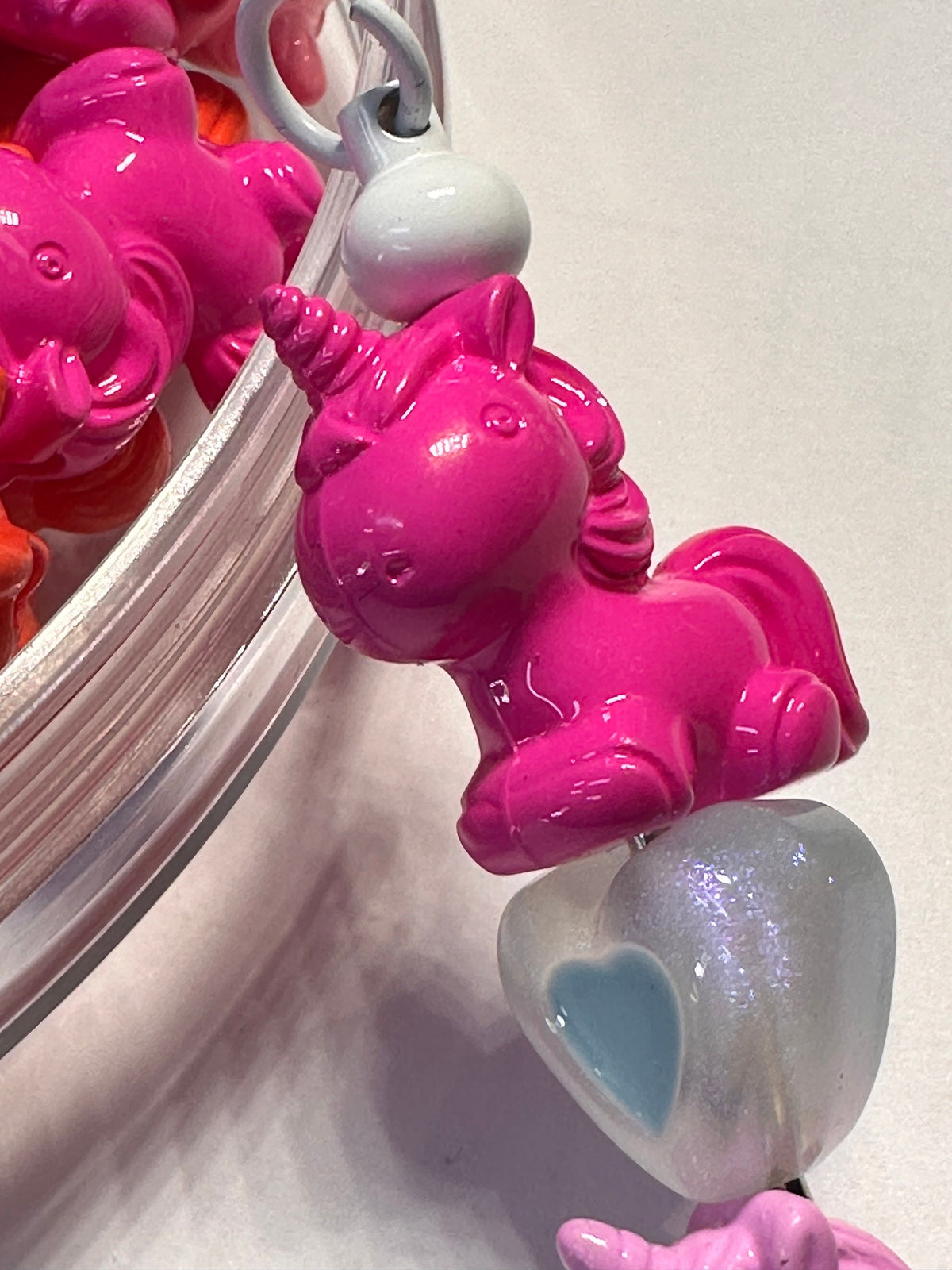 Five (5) acrylic assorted color unicorn beads included/ jewelry Bead/ beadable pen beads/ keychain bead/ DIY