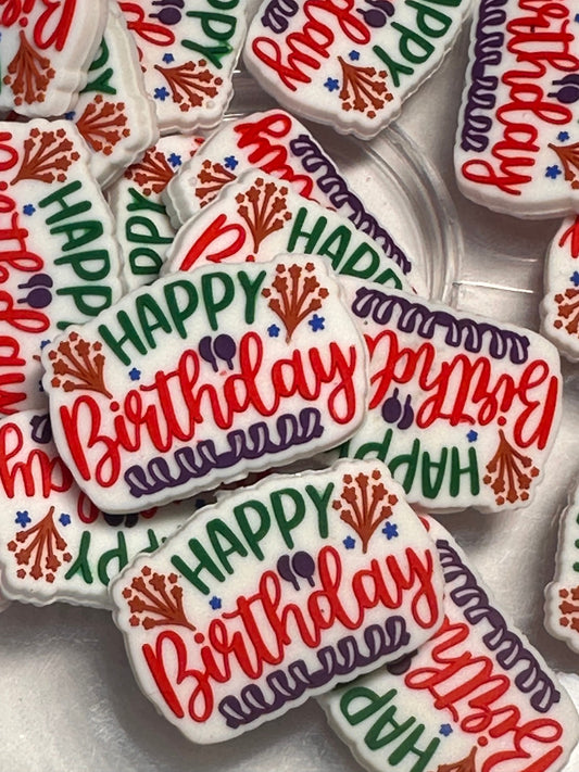 Birthday focal beads / Focal Bead/ beadable pen beads/ Silicone  bead/ keychain bead/happy bd