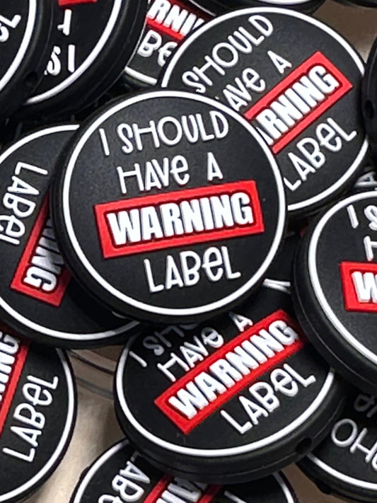 Warning label focal beads/ beadable pen/ Silicone  bead/ keychain bead/ DIY