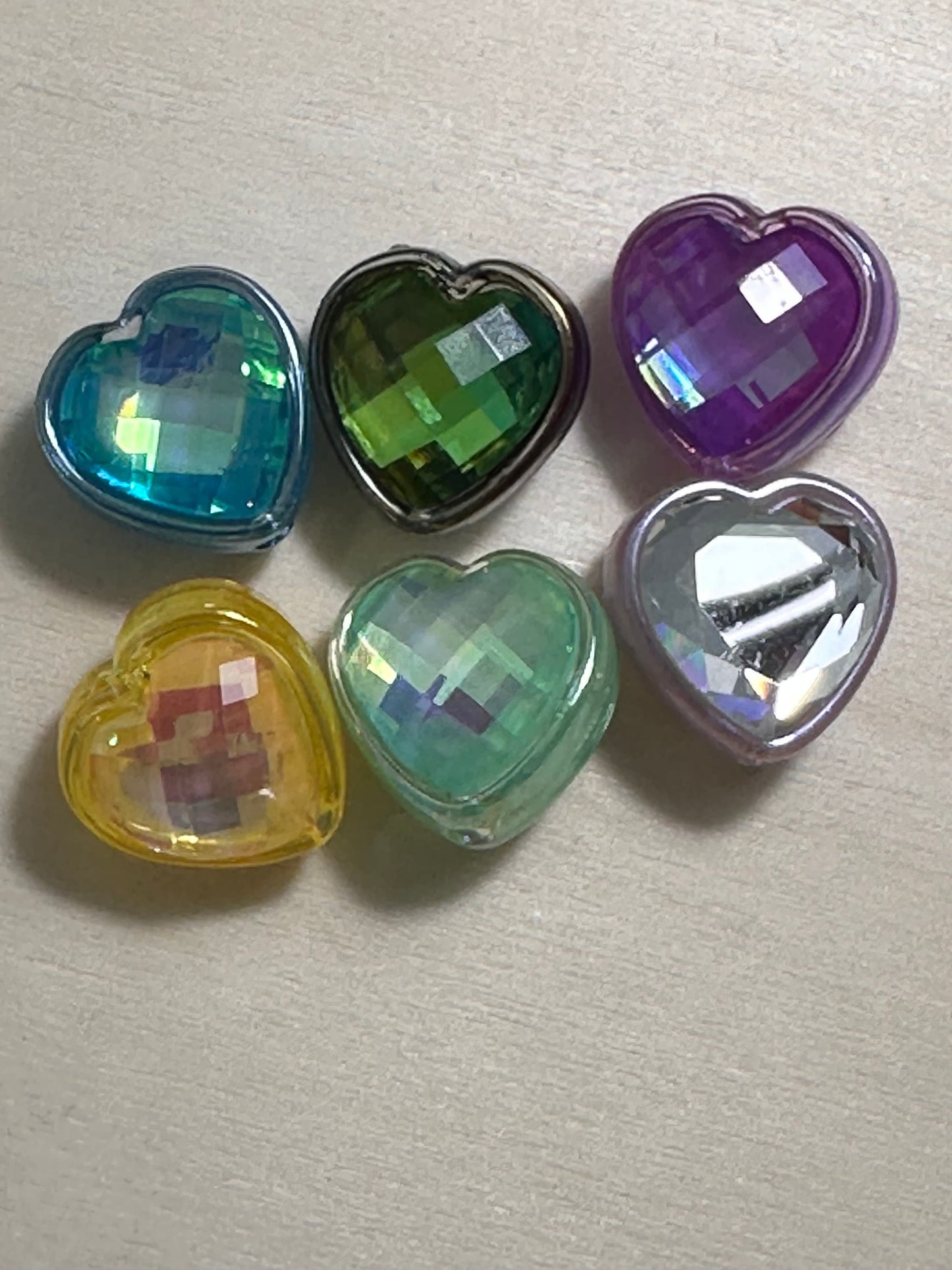 Small faceted Heart Gem Bead/ Focal Bead/ beadable pen/ keychain bead/ Three(3)beads included/ rear view mirror bead / light catching bead