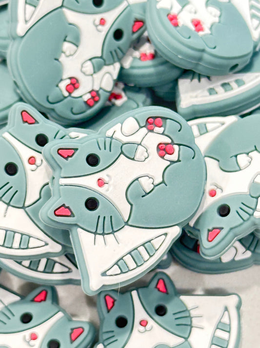 Sleepy cat Focal Bead/ beadable pen/ Silicone bead/ keychain bead/ cat